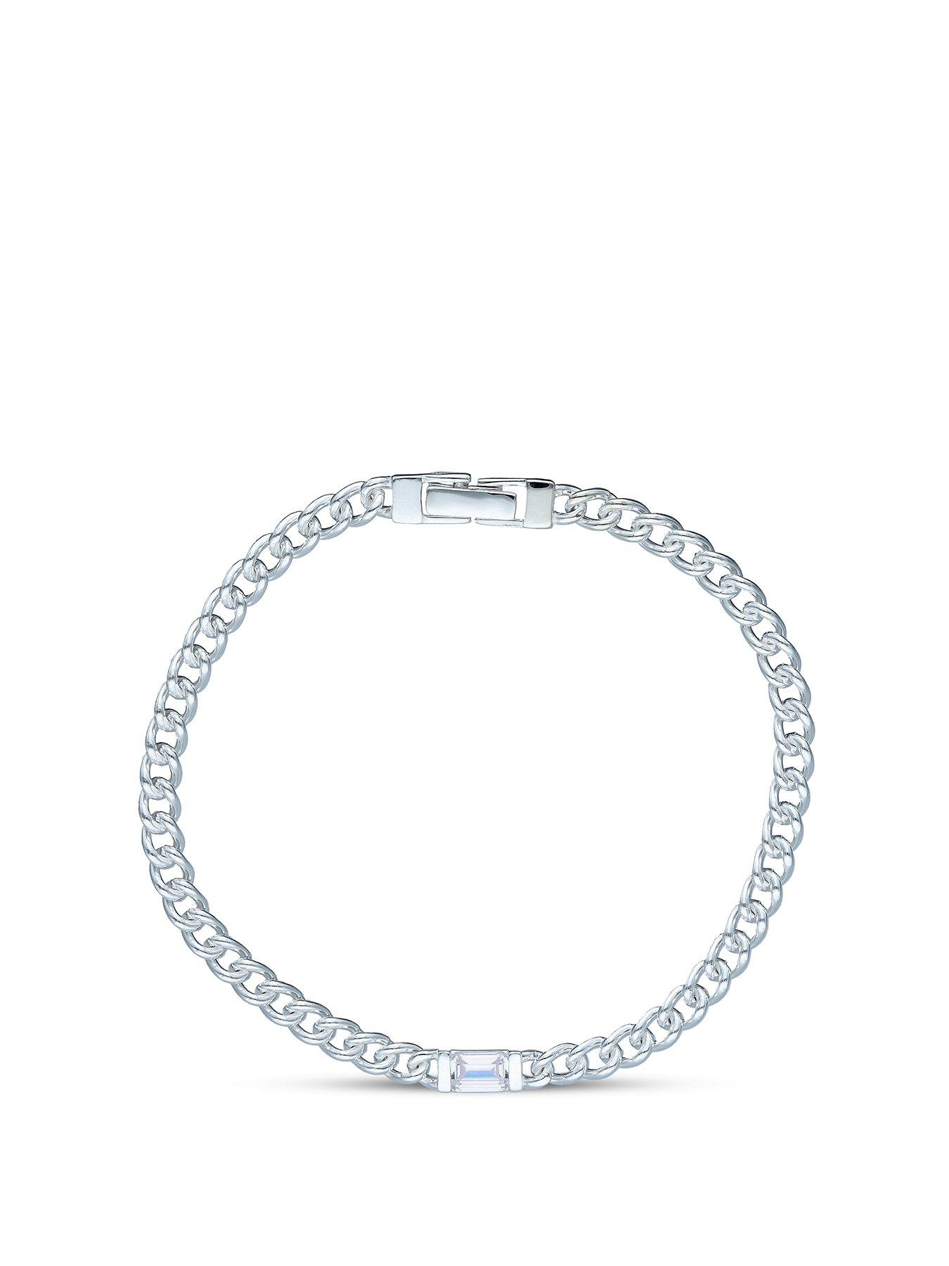 Product photograph of The Love Collection Sterling Silver Cz Gents Bracelet from very.co.uk