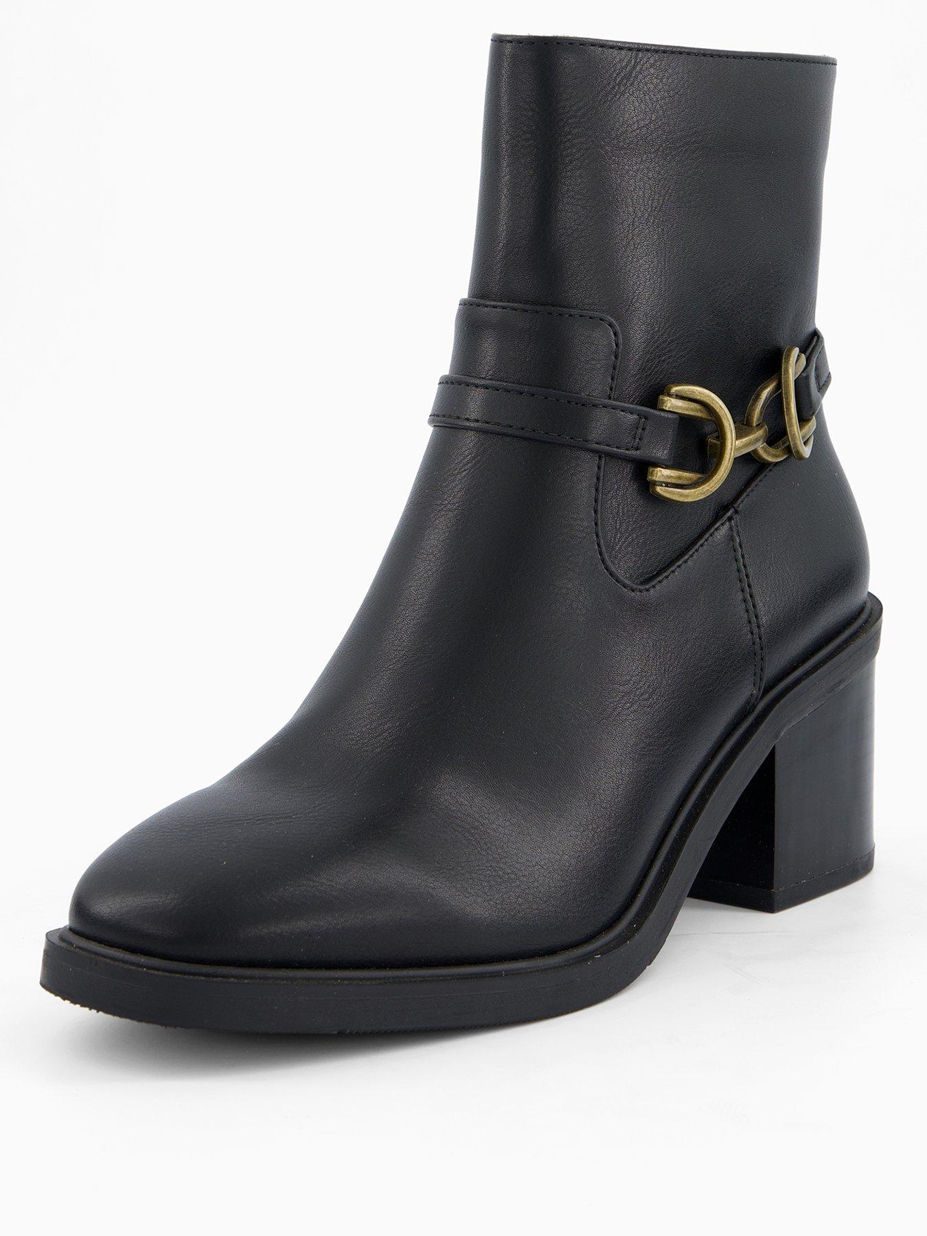 Image 2 of 7 of V by Very Wide Fit Buckle Block Heel Ankle Boot - Black