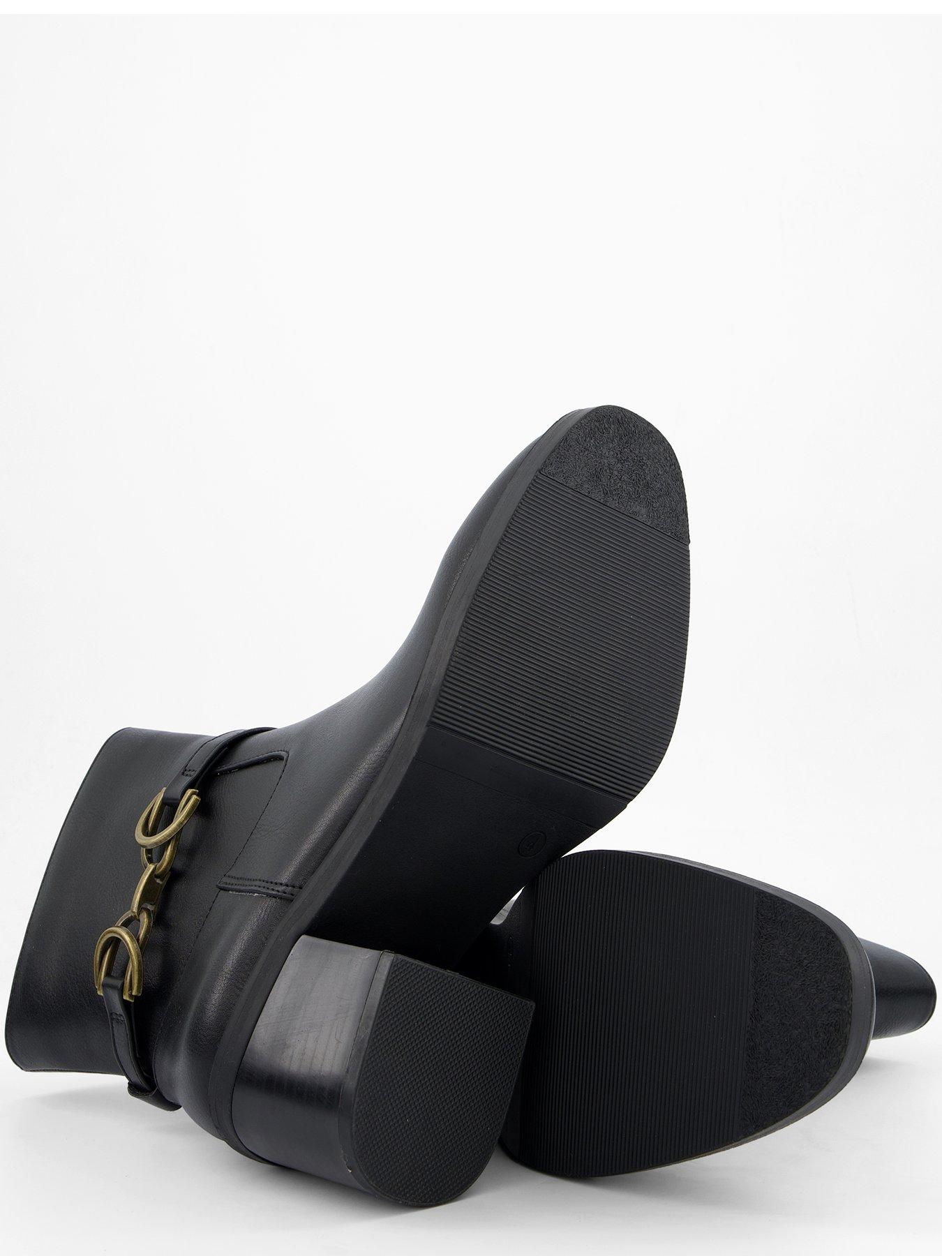 Image 5 of 7 of V by Very Wide Fit Buckle Block Heel Ankle Boot - Black