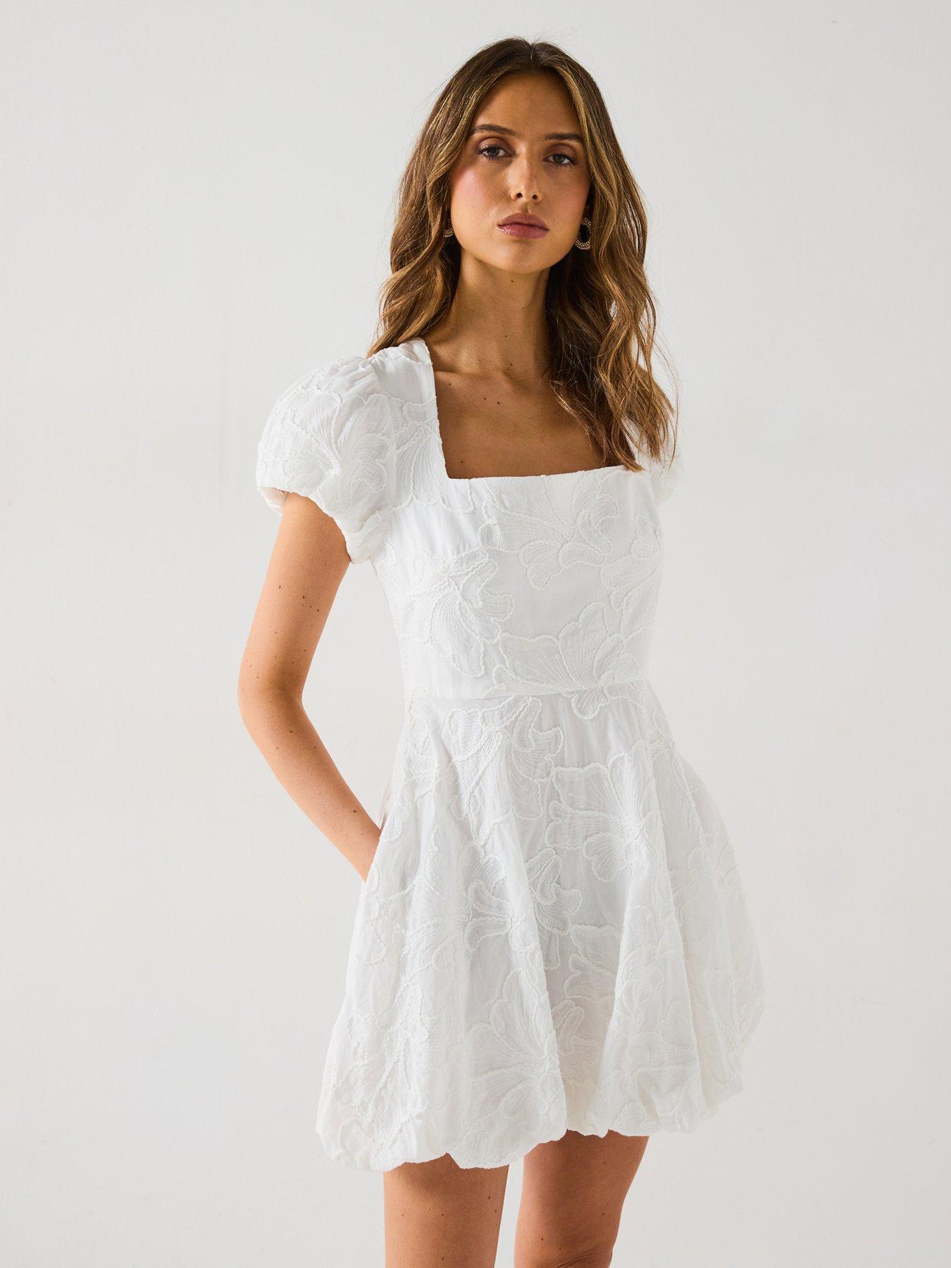 undefined Maeve Bubble Hem Broderie Mini Dress - Multi