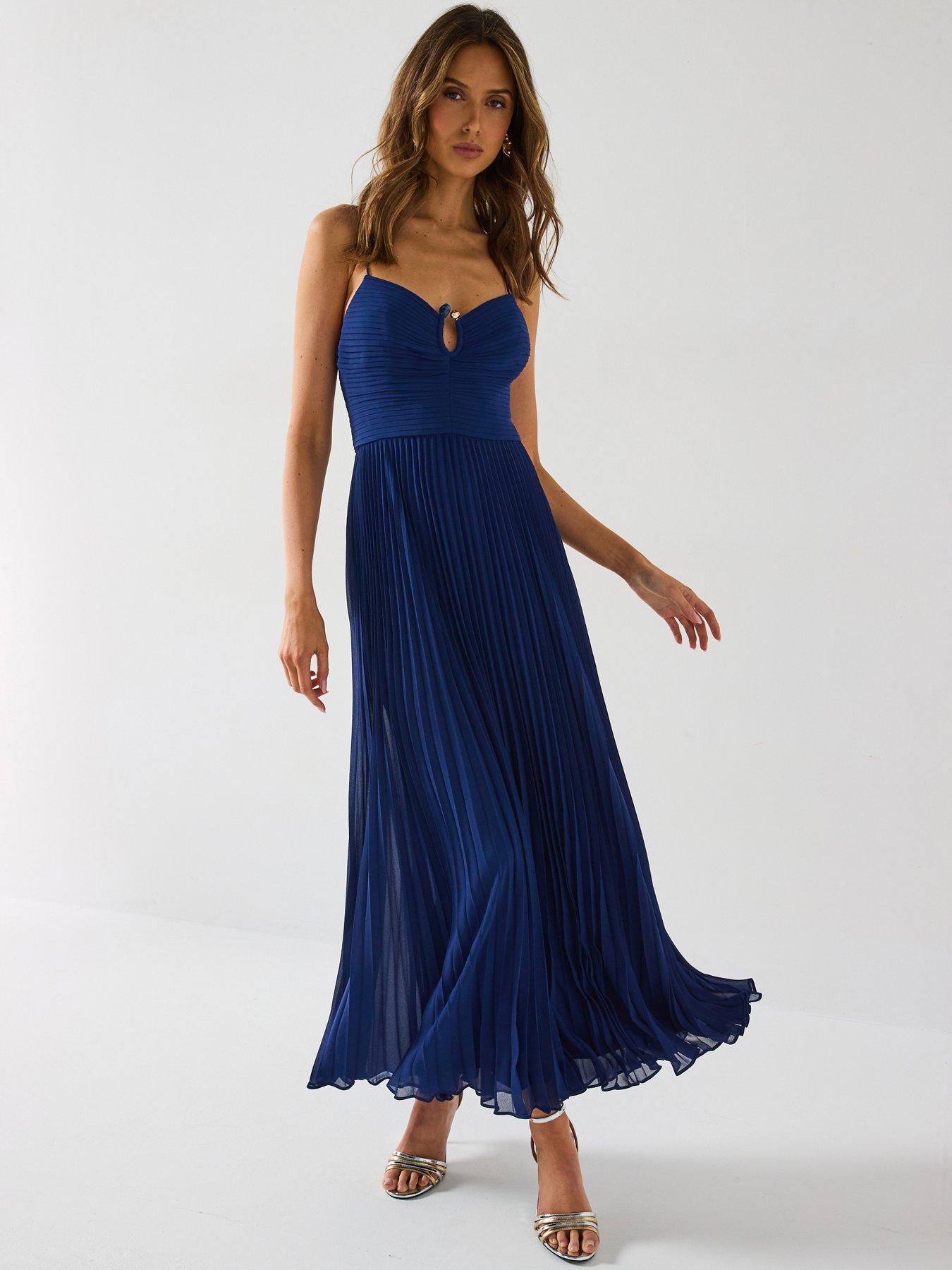 undefined Loreto Pleated Maxi Dress - Blue