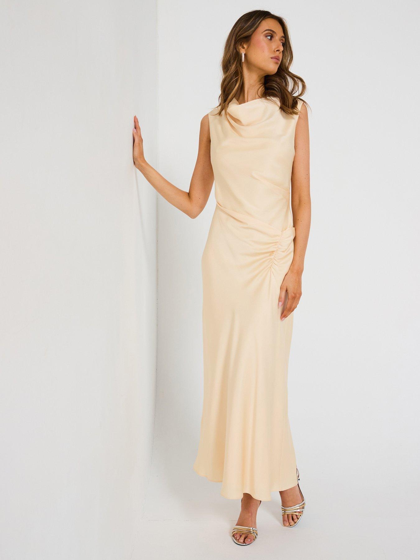 undefined Ava Draped Satin Maxi Dress - Multi