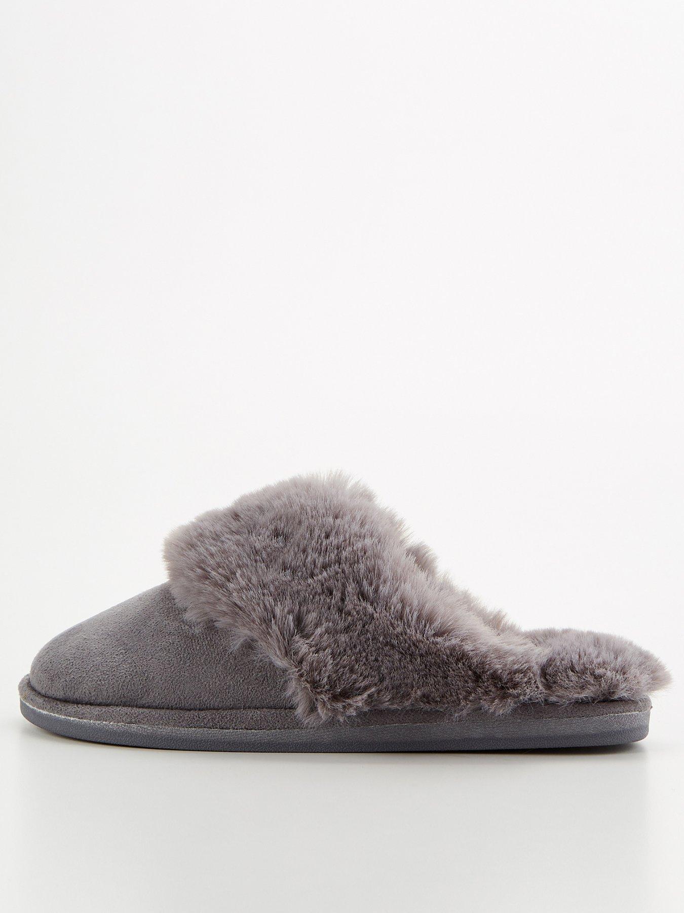 The Very Collection Mule Slippers - Grey