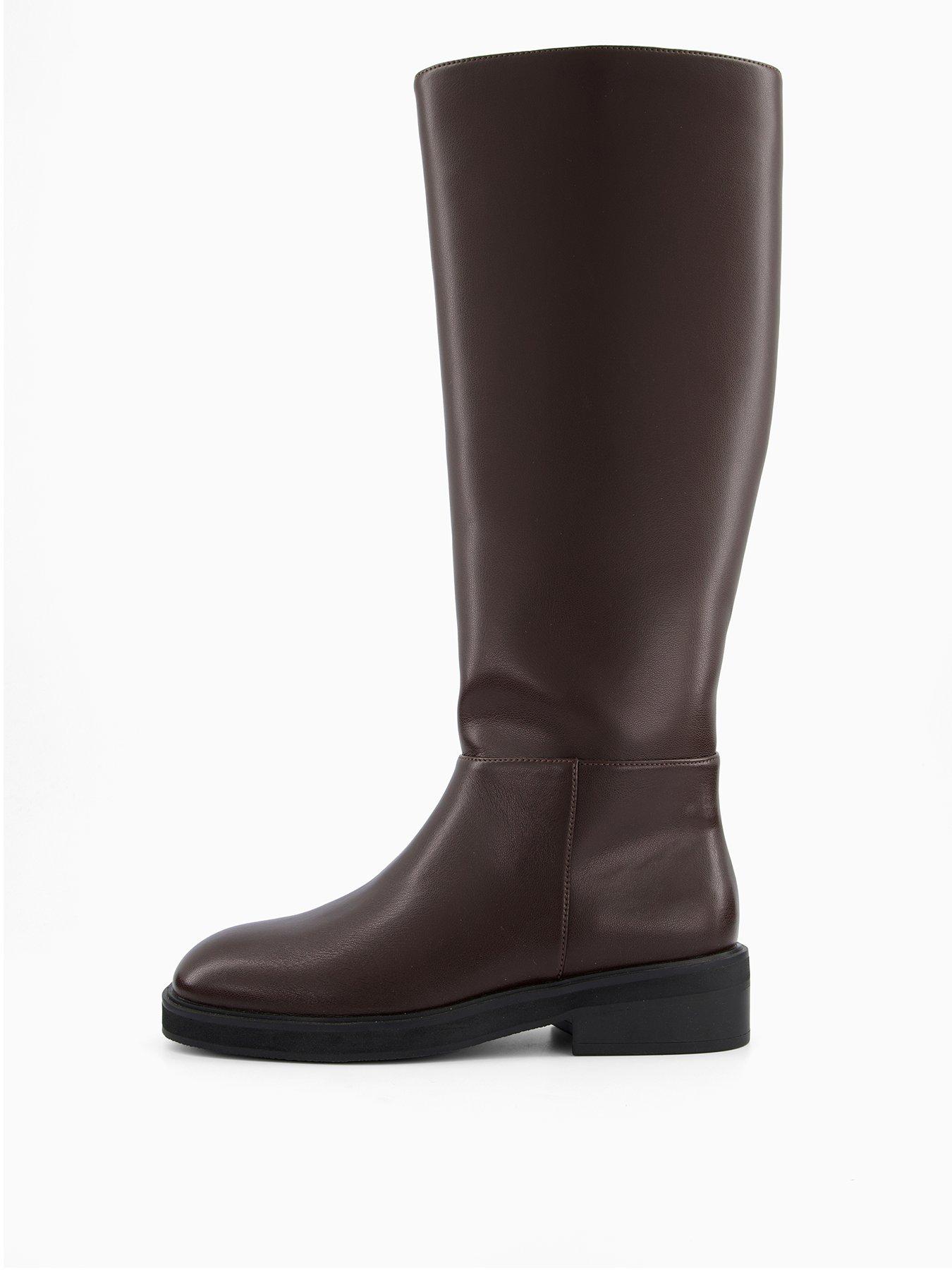 undefined Flat Clean Riding Boots - Brown