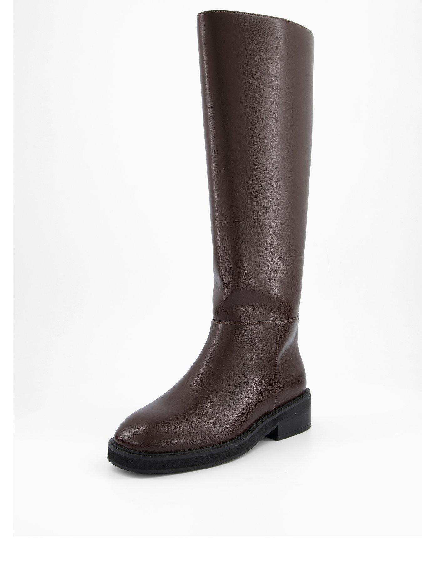 V by Very Flat Clean Riding Boots - Brown | Very