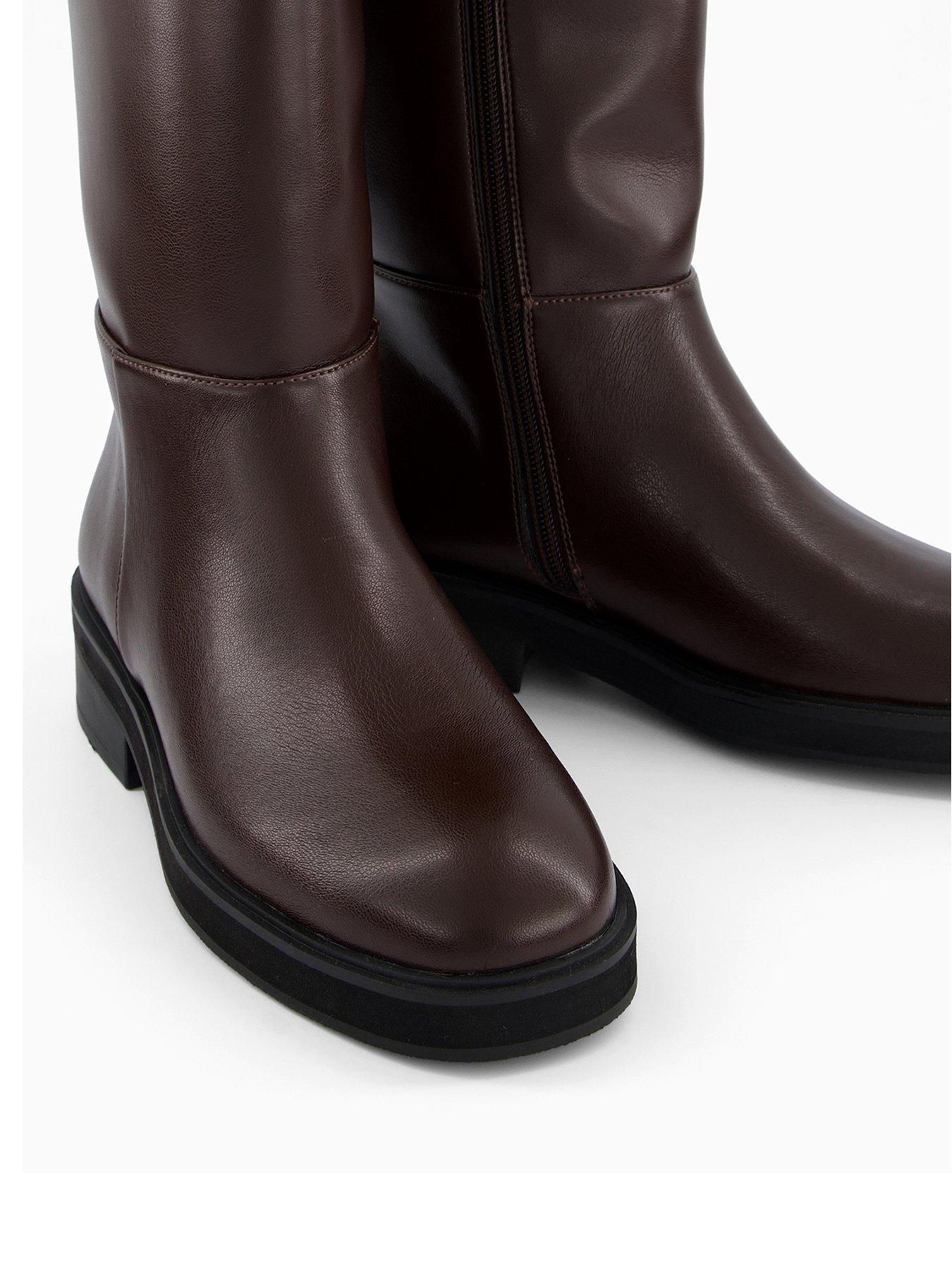 V by Very Flat Clean Riding Boots - Brown | Very