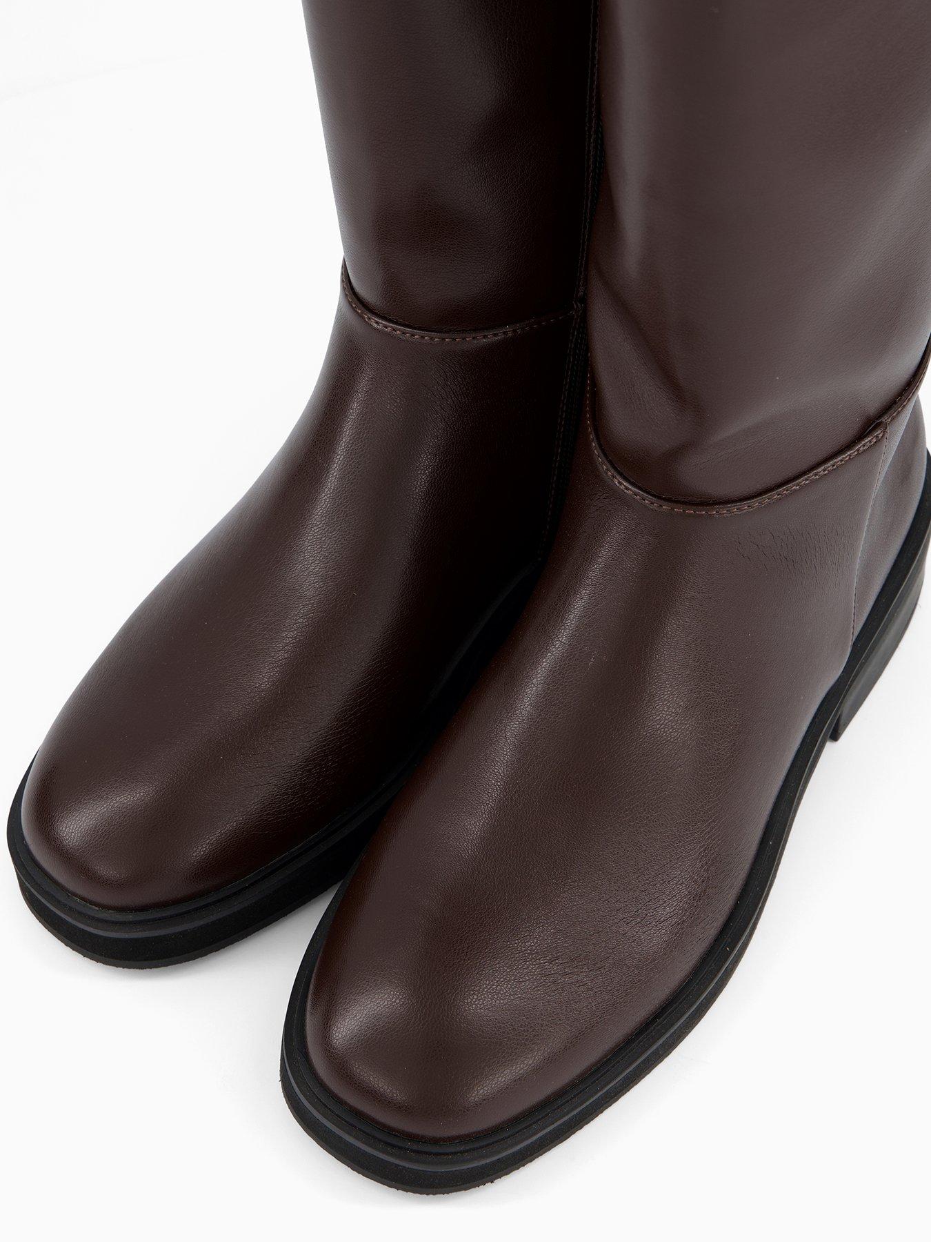 V by Very Flat Clean Riding Boots - Brown | Very