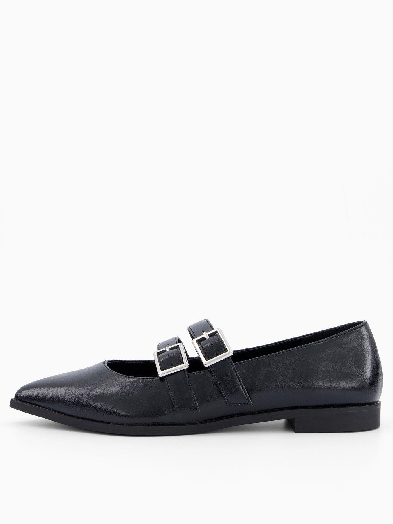 undefined Pointed Double Strap Baller Pumps - Black