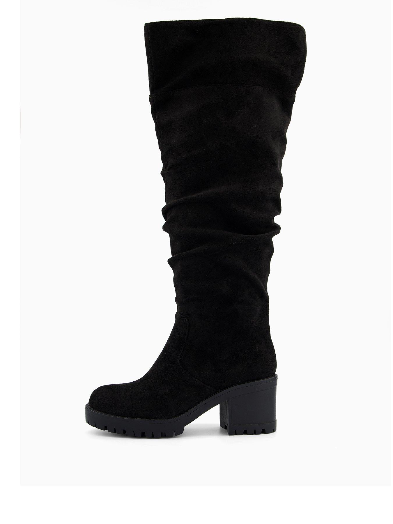undefined Block Heel Slouch Knee Boot