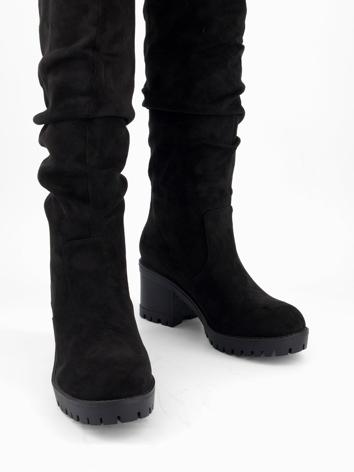 Image 6 of 7 of V by Very Block Heel Slouch Knee Boot