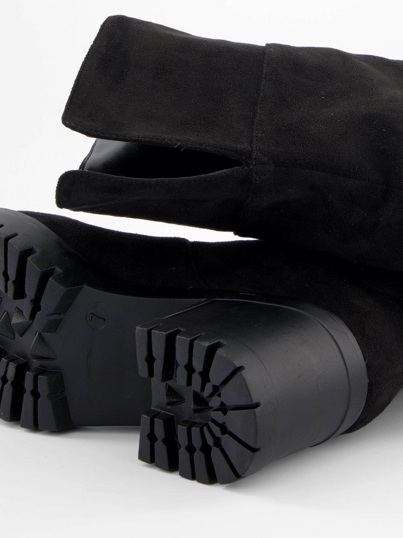Image 7 of 7 of V by Very Block Heel Slouch Knee Boots - Black