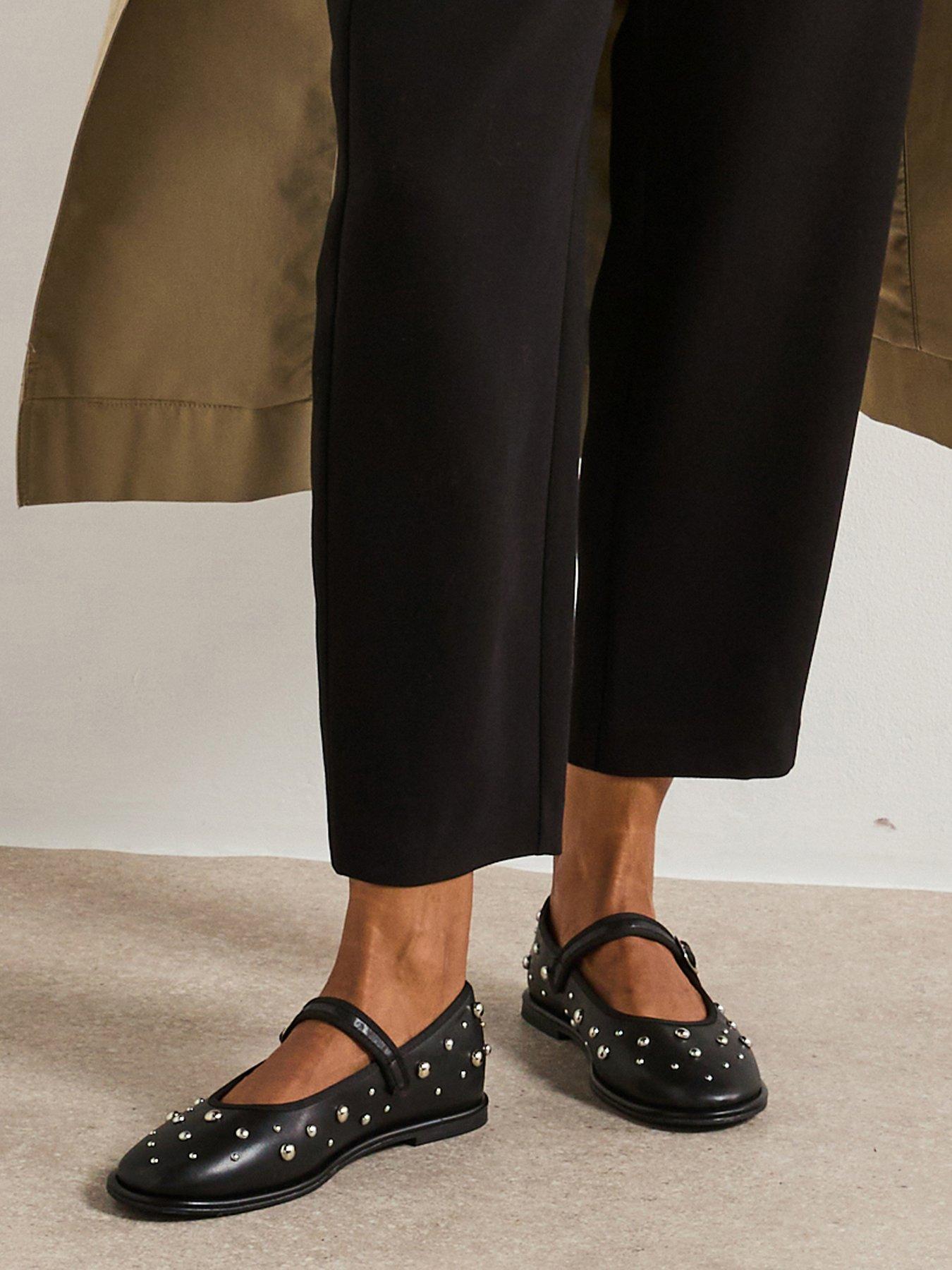 V by Very Mary Jane Ballet Pump With Studs - Black