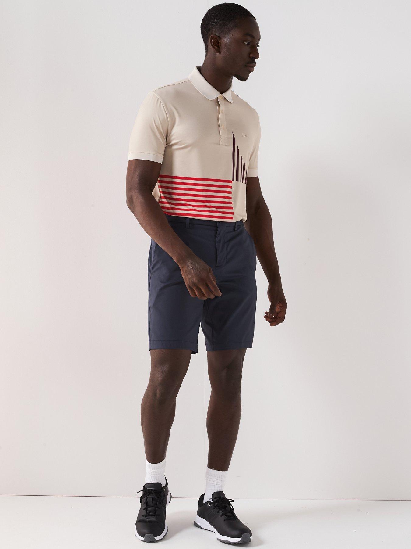 Image 3 of 4 of BOSS Mens Golf Paddy Striped Regular Firt Polo - Beige