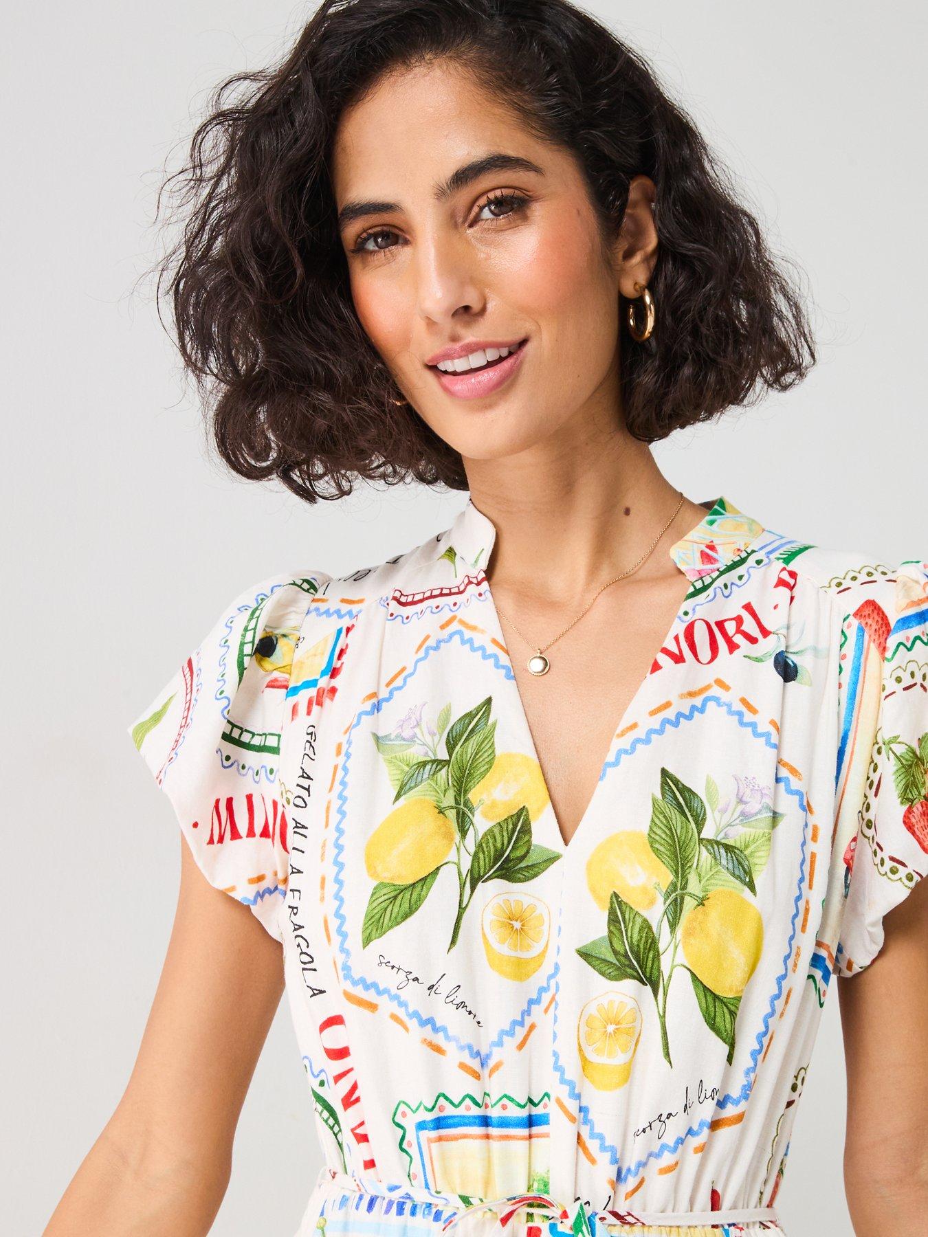 Image 4 of 5 of Forever New Jacqueline Puff Sleeve Tiered Midi Dress - Multi