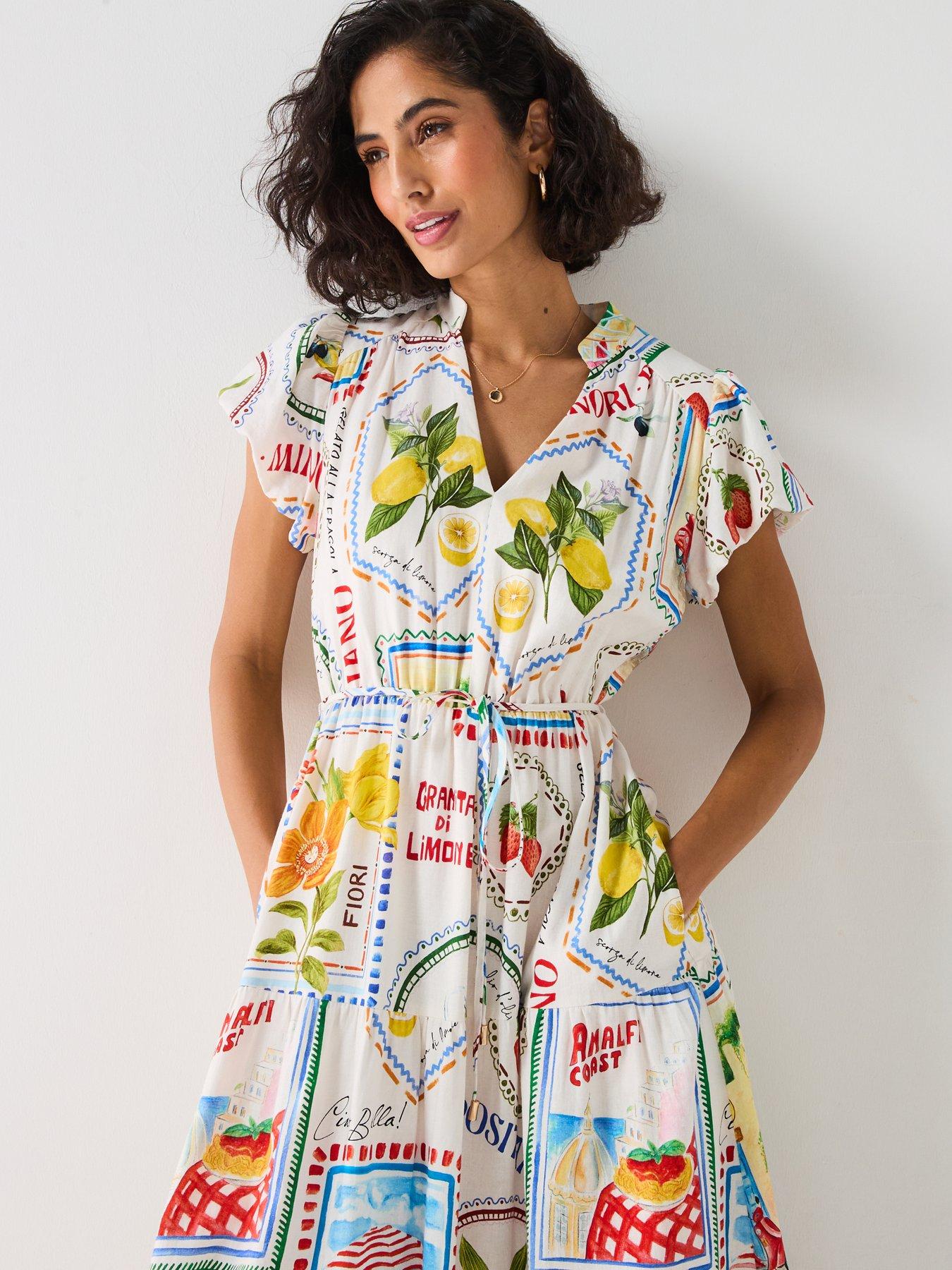 Image 5 of 5 of Forever New Jacqueline Puff Sleeve Tiered Midi Dress - Multi