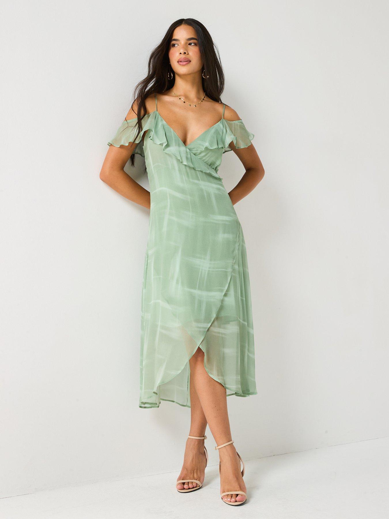 armani exchange green dress Chiffon Printed - Free standing Hollywood Mirror