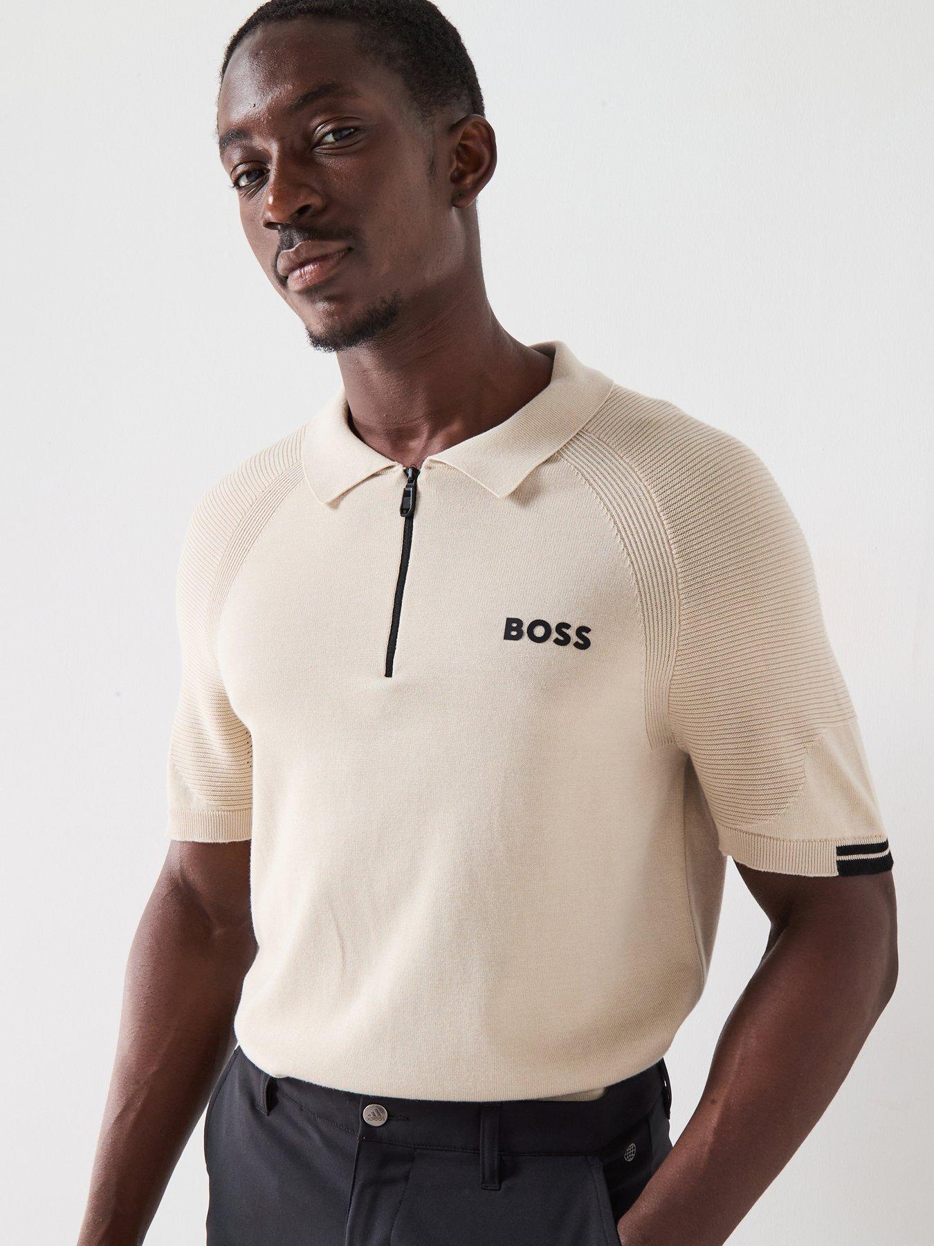 BOSS Mens Golf Slim Fit K Perform-Max Polo Shirt Beige Very