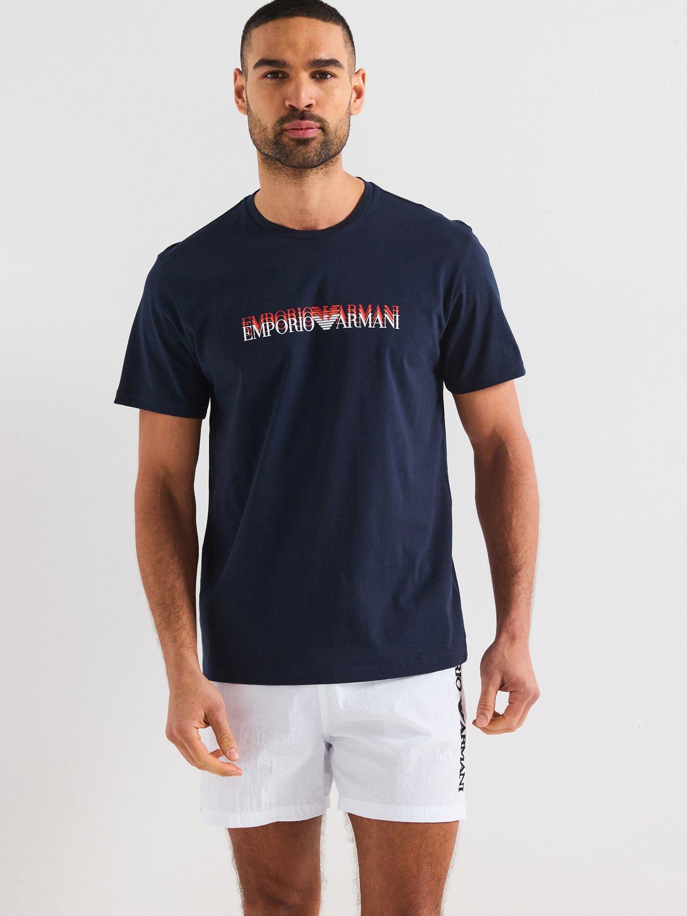 undefined Linear Logo Print T-Shirt - Dark Blue
