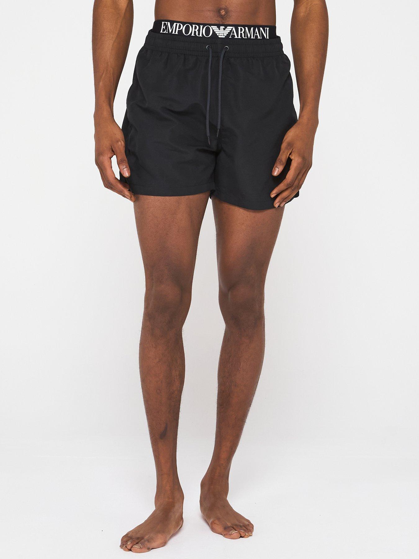 undefined Logo Double Waistband Swimshorts - Black/White