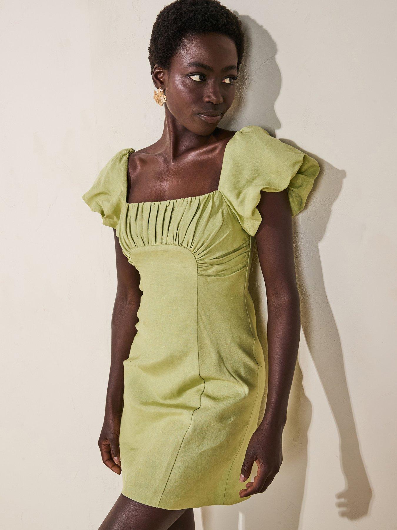 undefined Aspen Ruched Mini Dress - Green
