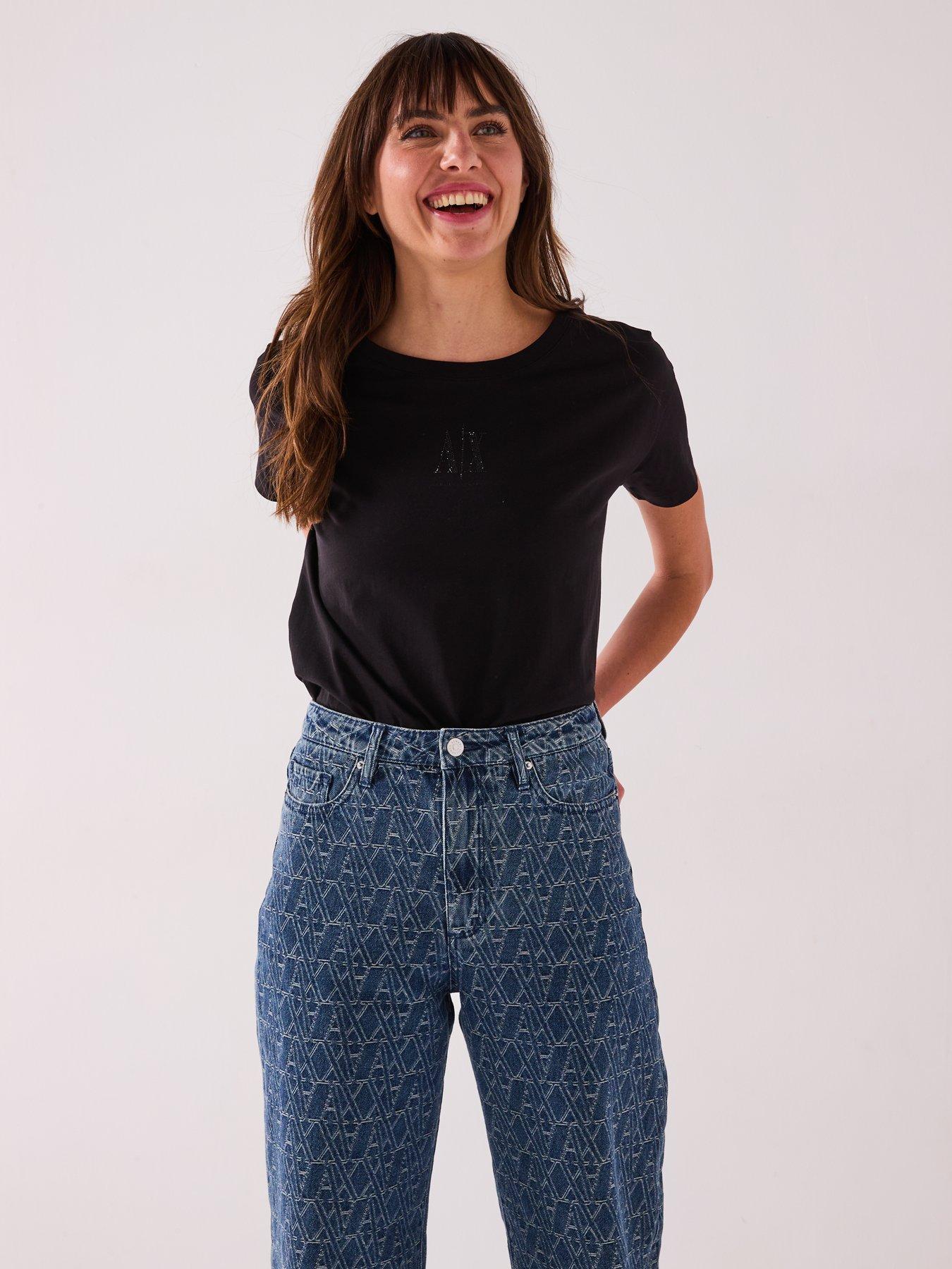 Armani Exchange Logo Short Sleeve T-Shirt - Black