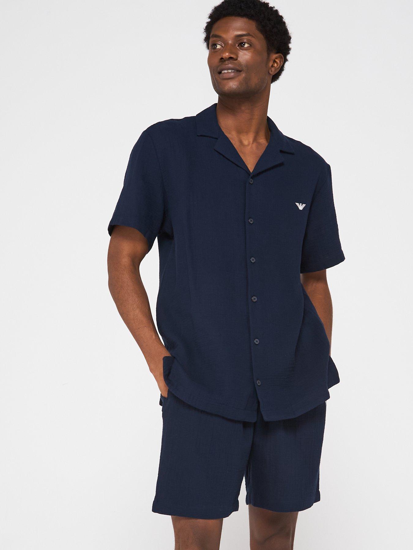 undefined Shirt And Shorts Pyjama Set - Dark Blue