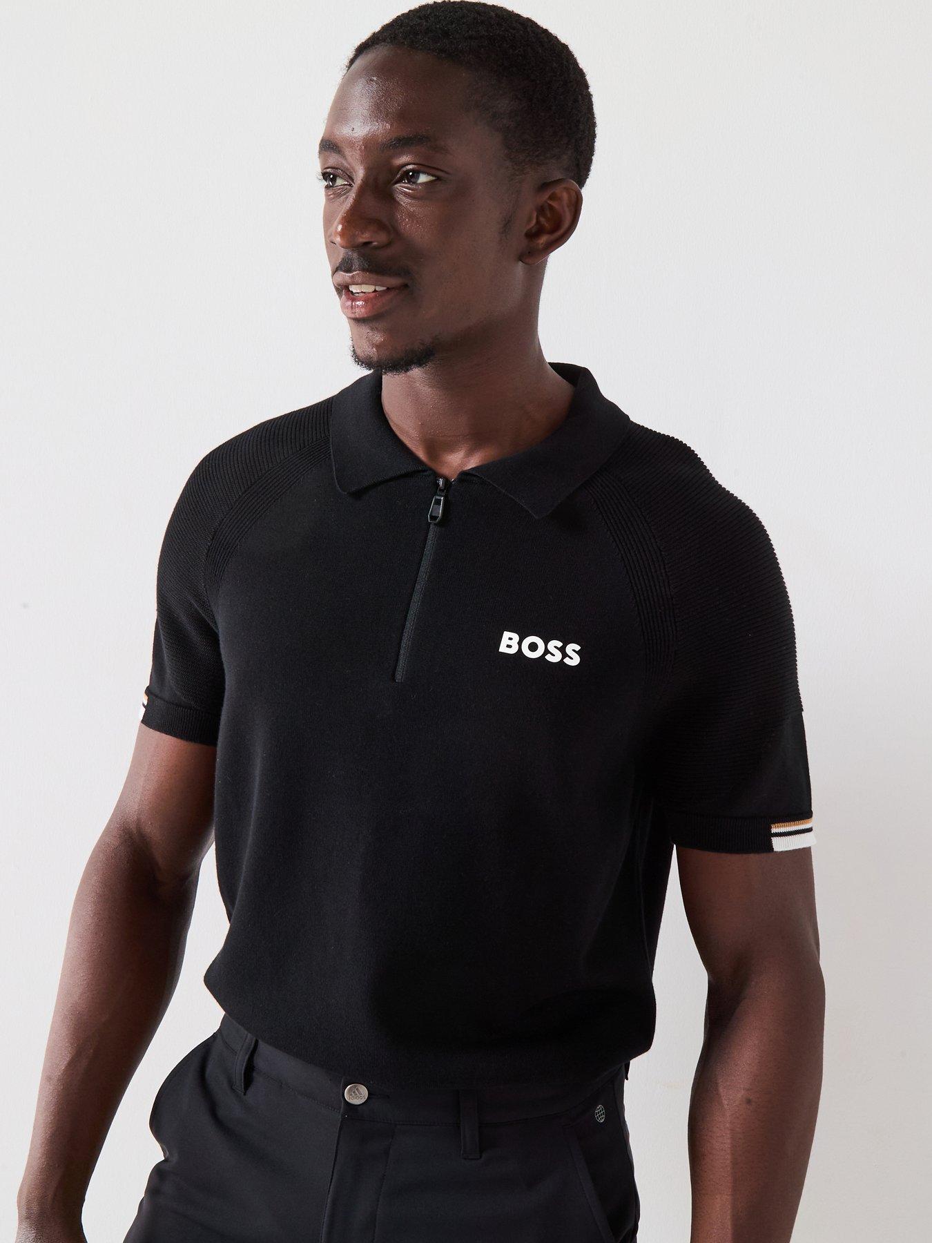 Image 1 of 4 of BOSS Mens Golf Slim Fit K Perform-Max Polo Shirt - Black