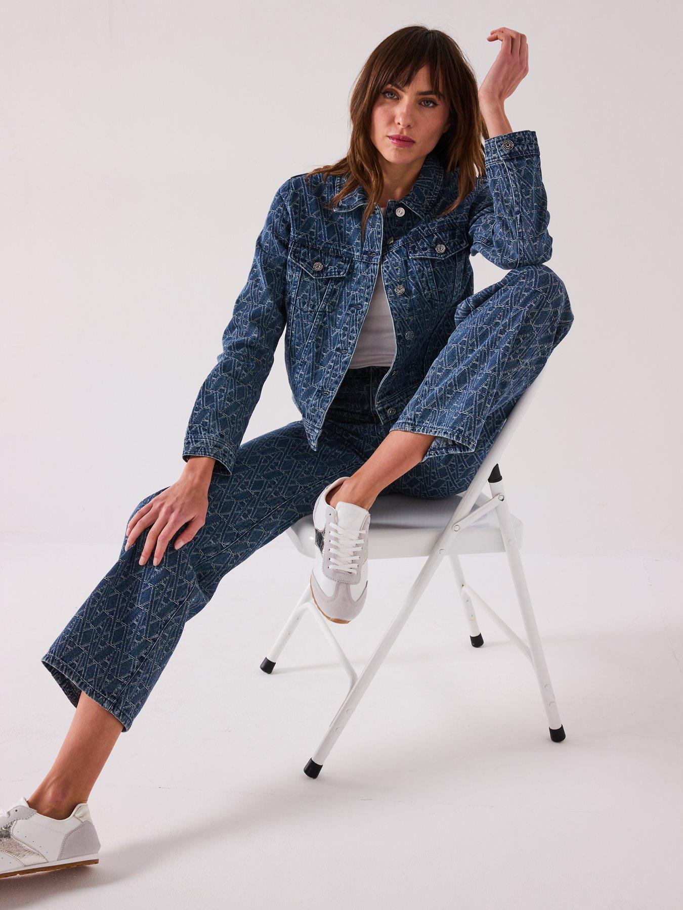 Armani Exchange Logo Jacquard Denim Jacket - Blue | Very