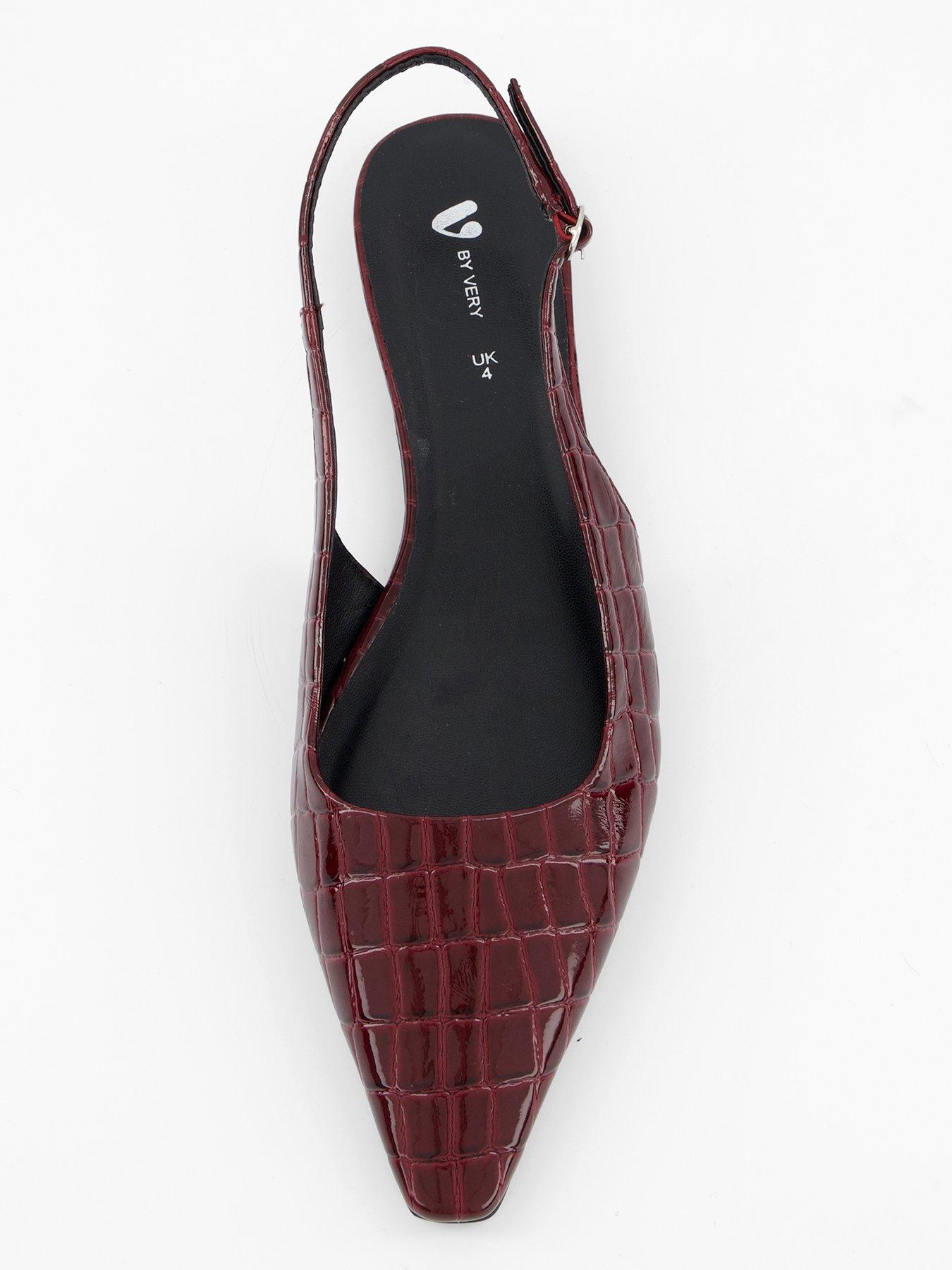 Image 4 of 6 of V by Very Croc Patent Sling Back Flat Shoe - Red