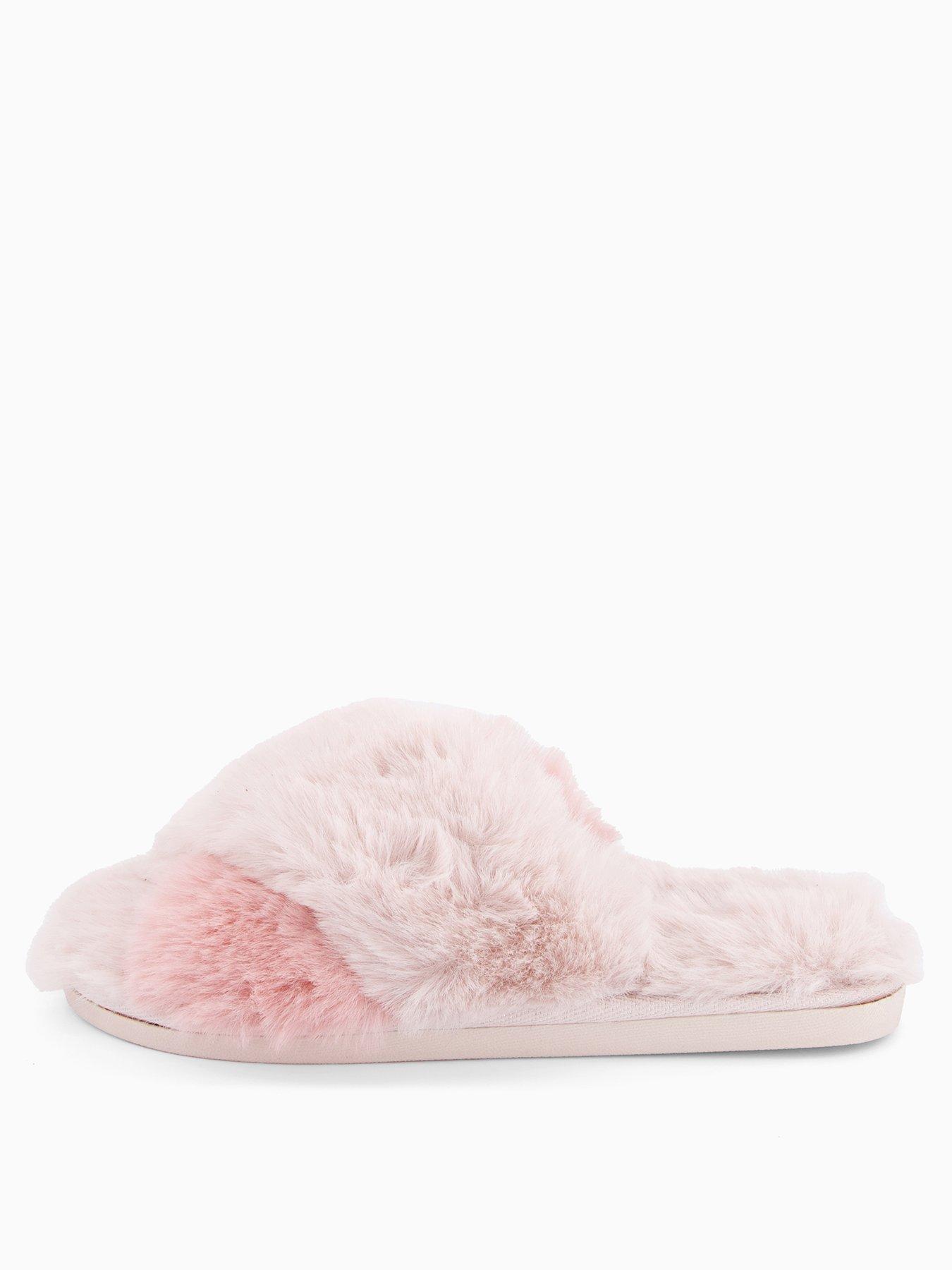 Image 2 of 6 of V by Very Fluffy Cross Knot Slider Slippers - Pink