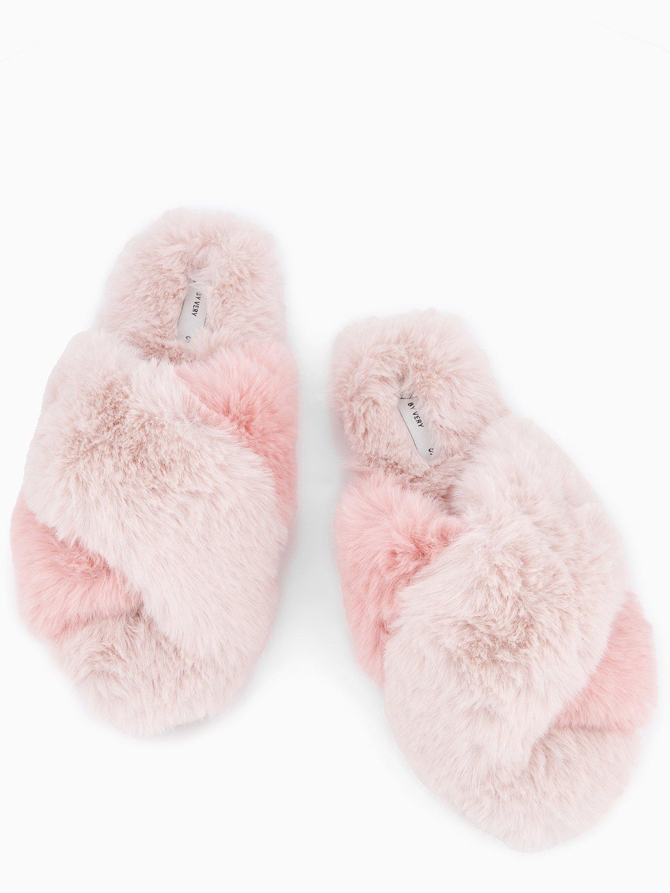 Image 3 of 6 of V by Very Fluffy Cross Knot Slider Slippers - Pink