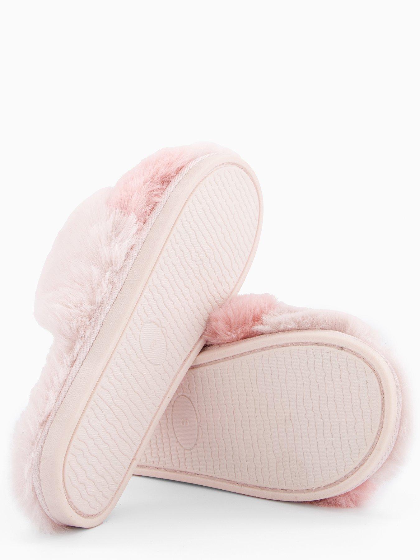Image 4 of 6 of V by Very Fluffy Cross Knot Slider Slippers - Pink