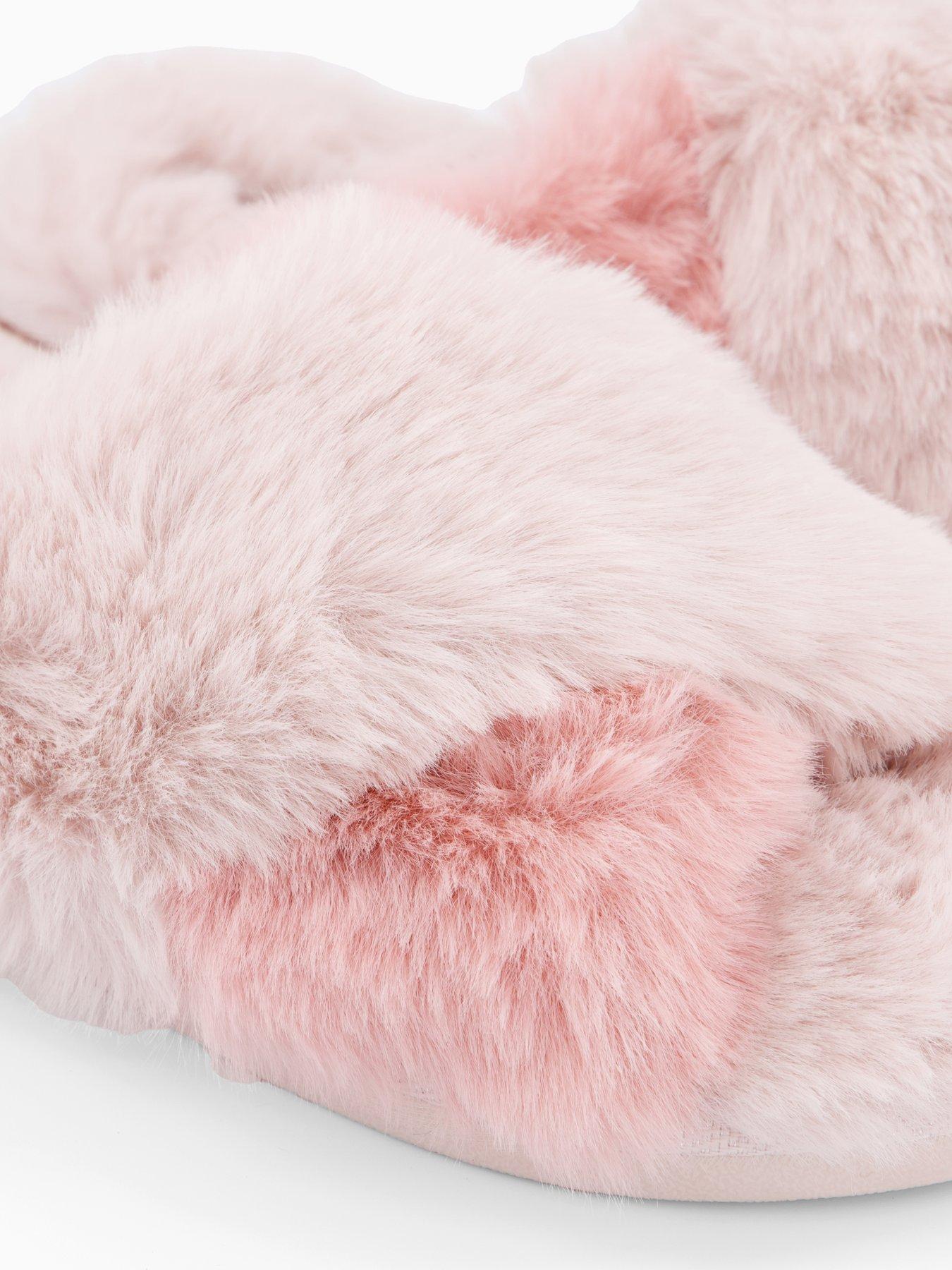 Image 5 of 6 of V by Very Fluffy Cross Knot Slider Slippers - Pink