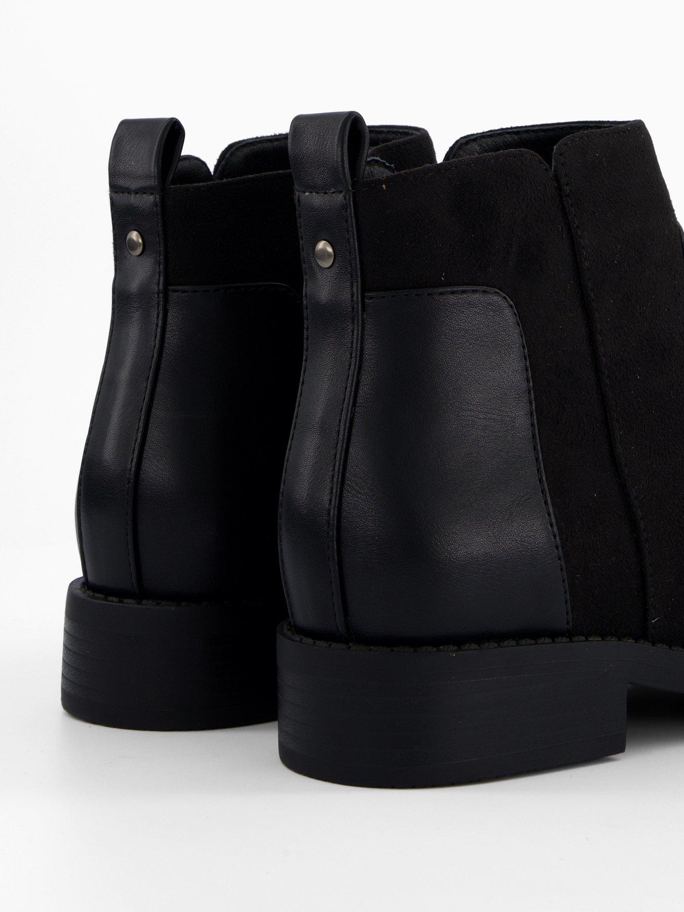 Image 6 of 7 of V by Very Extra Wide Fit Flat Ankle Boots - Black