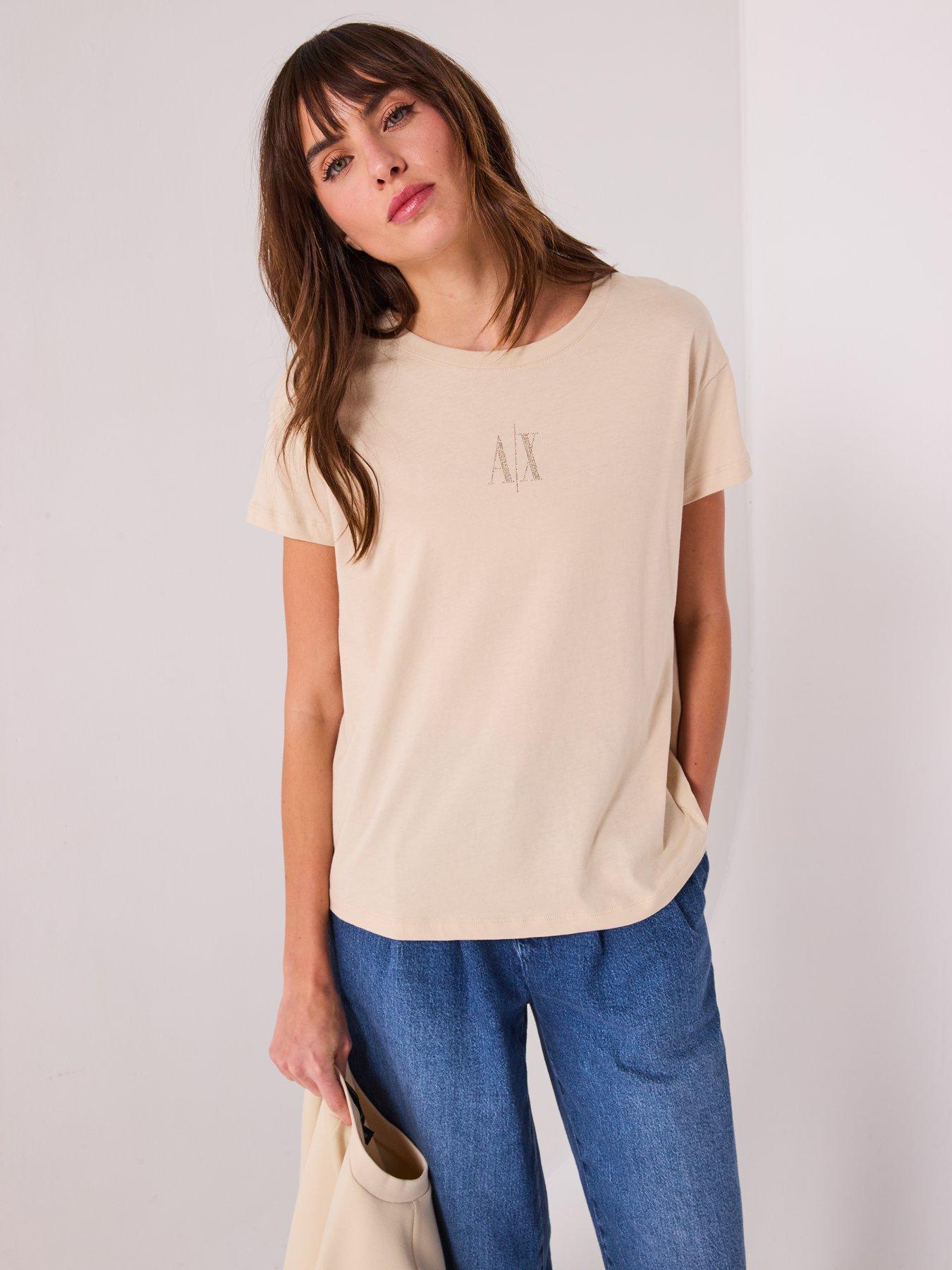 undefined Logo Short Sleeve T-Shirt - Beige