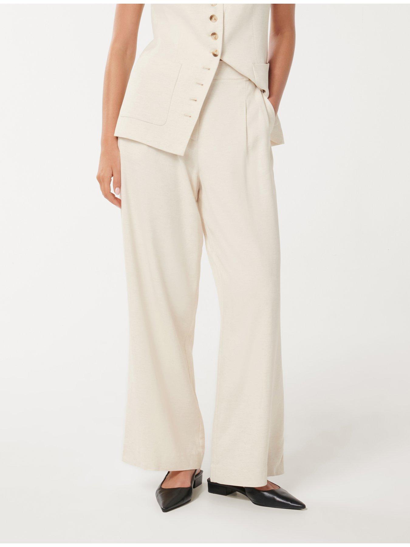 undefined Macie Wide Leg Pants - Cream