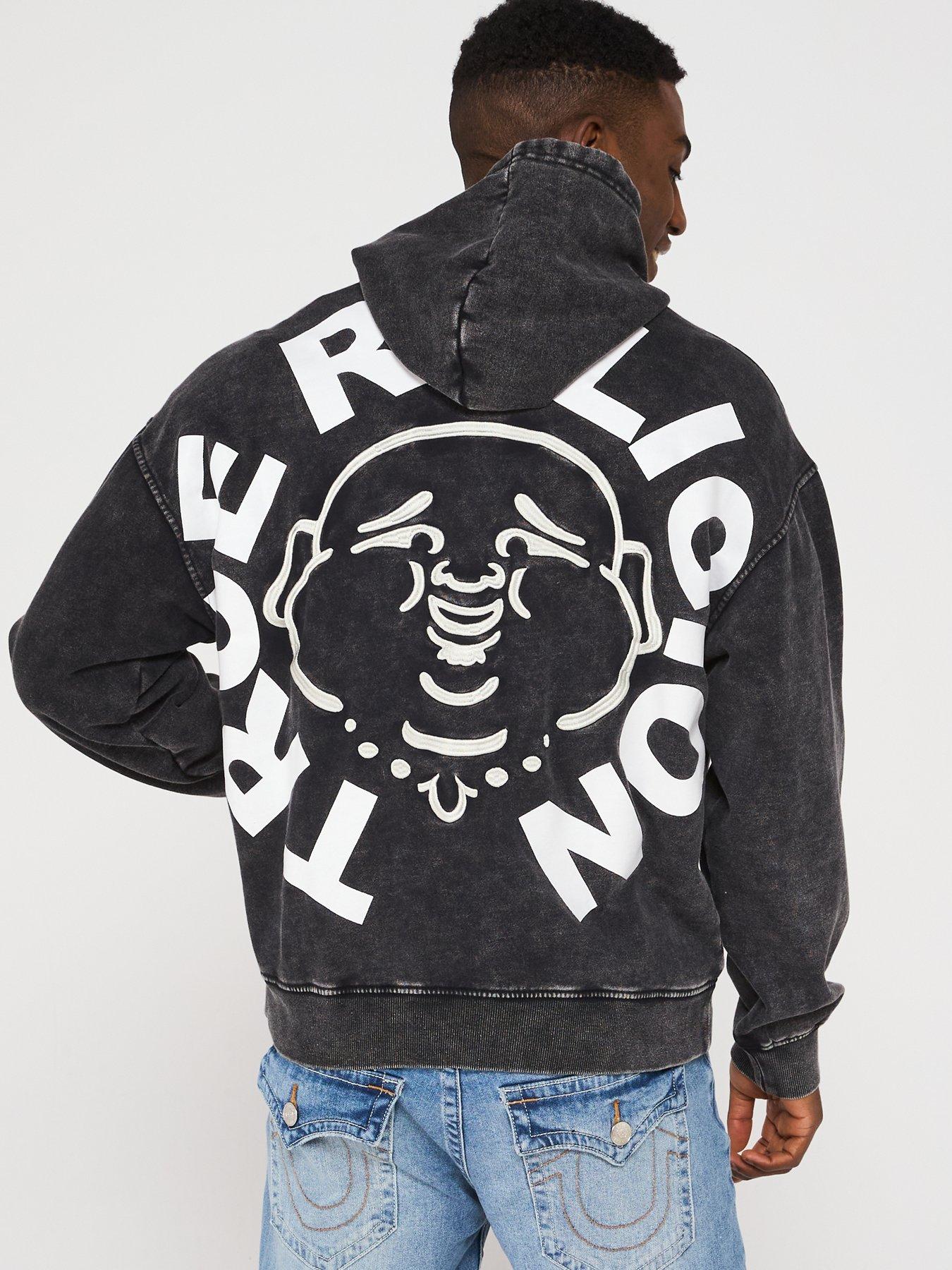 undefined Embroidered Buddha Face Hoodie - Black