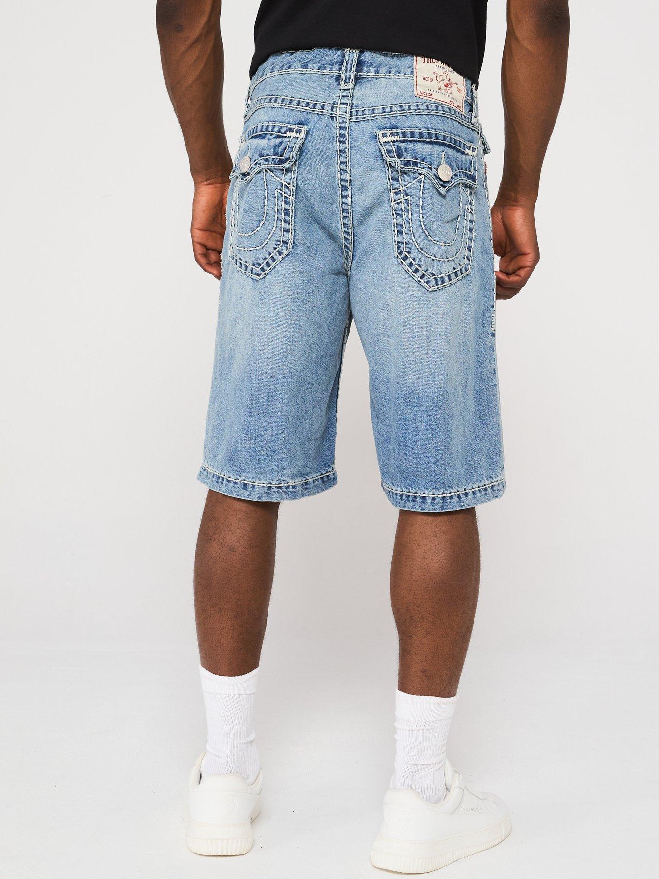 Image 2 of 5 of TRUE RELIGION Vinny Super T Flap Wide Fit Shorts - Light Blue