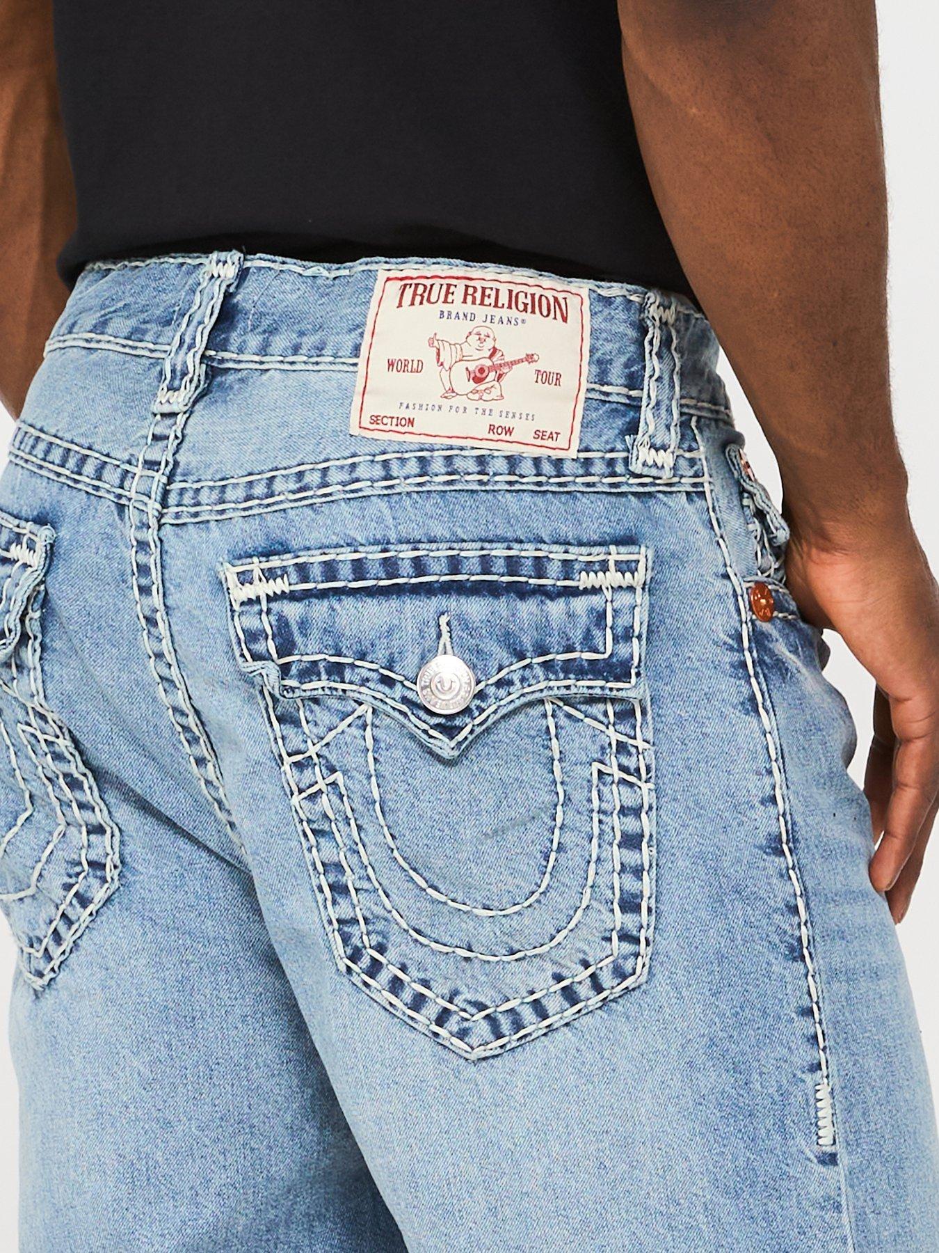 Image 4 of 5 of TRUE RELIGION Vinny Super T Flap Wide Fit Shorts - Light Blue