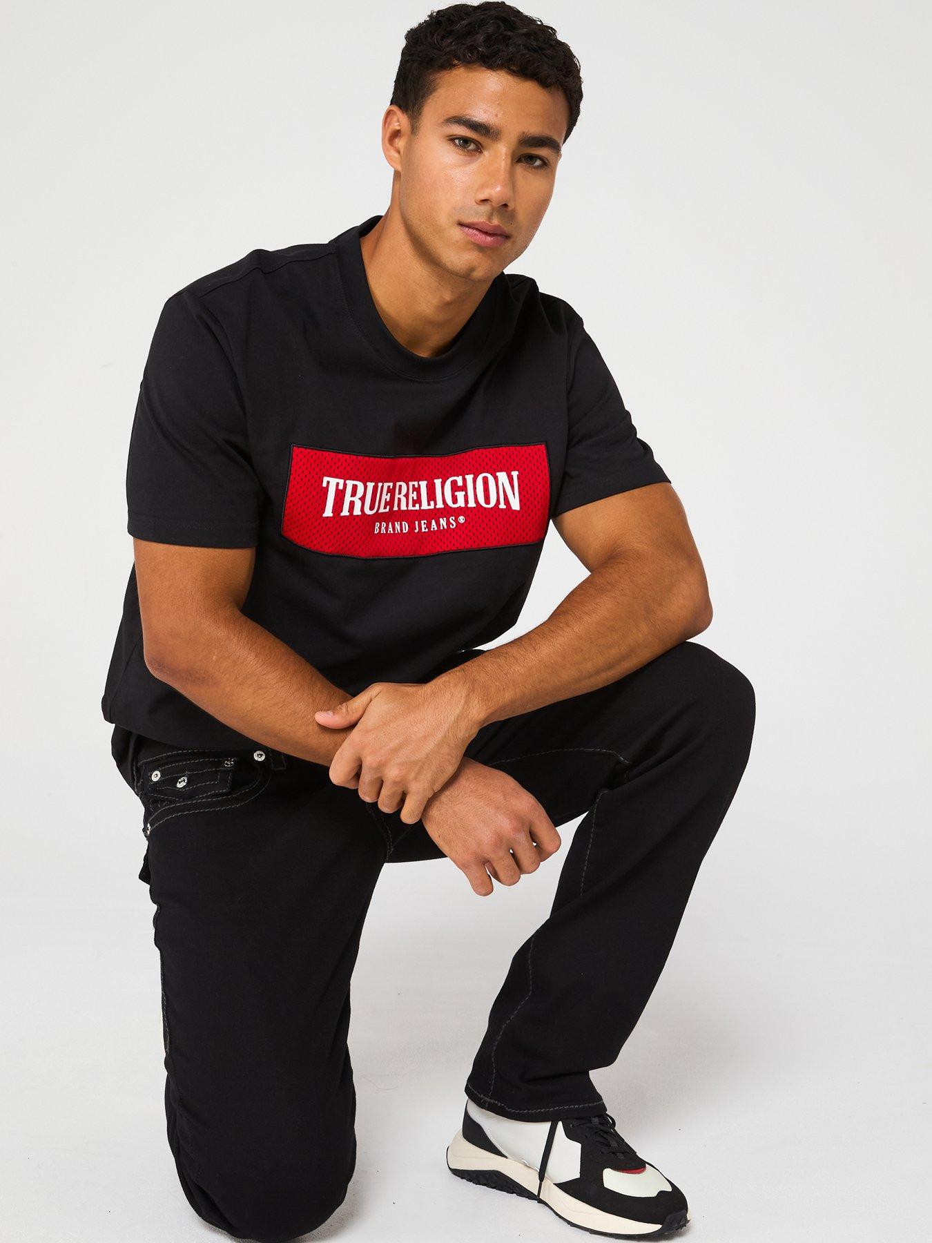 Image 4 of 5 of TRUE RELIGION Short Sleeve Mesh Box Logo T-Shirt - Black