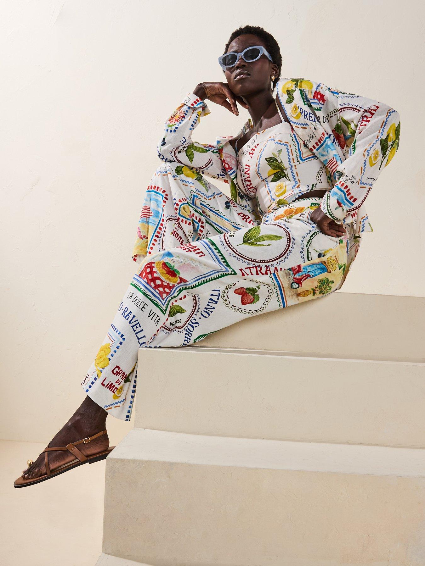 Image 4 of 6 of Forever New Miley Linen Wide Leg Trousers - Multi