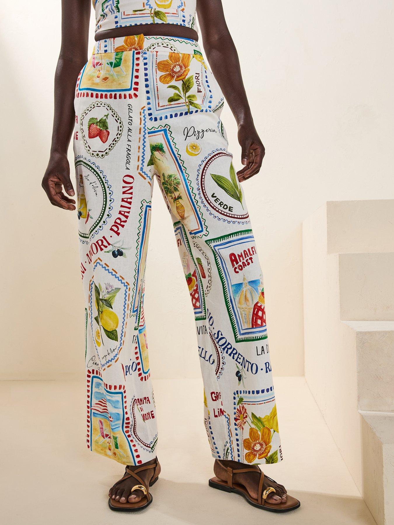 Image 5 of 6 of Forever New Miley Linen Wide Leg Trousers - Multi