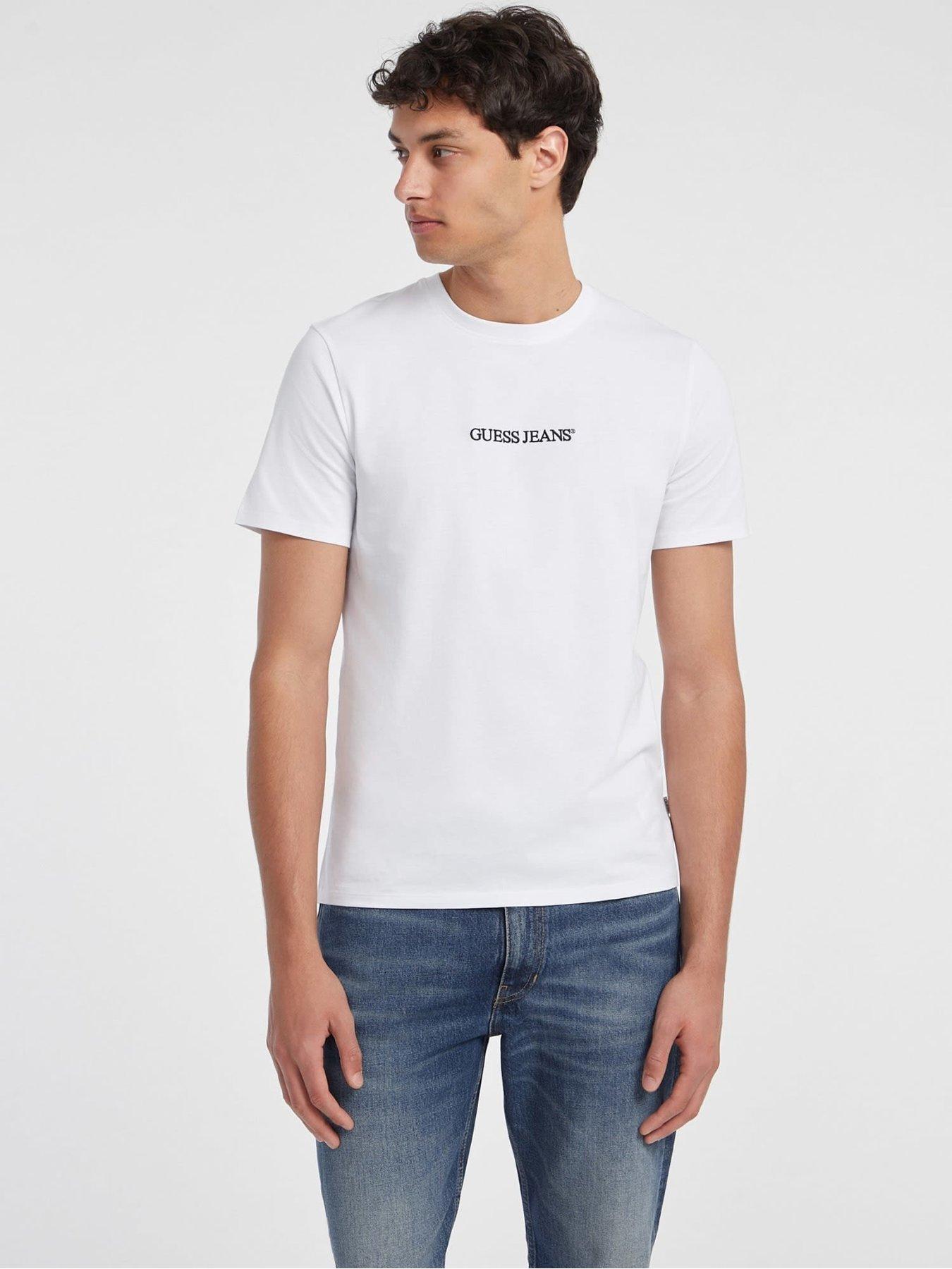 undefined Jeans Short Sleeve Slim Fit Logo Embroidered T-Shirt - White