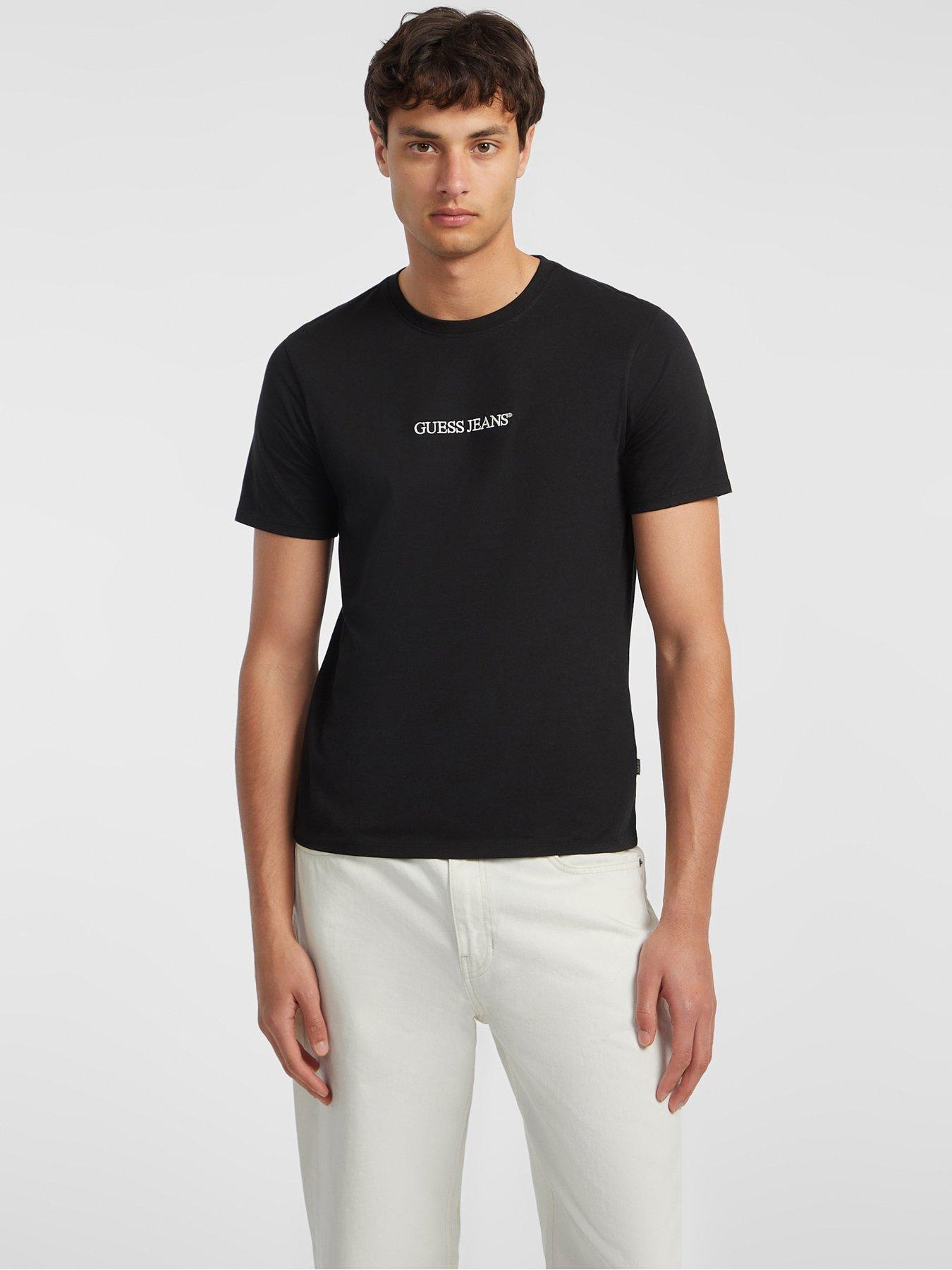 undefined Jeans Short Sleeve Slim Fit Logo Embroidered T-Shirt - Black