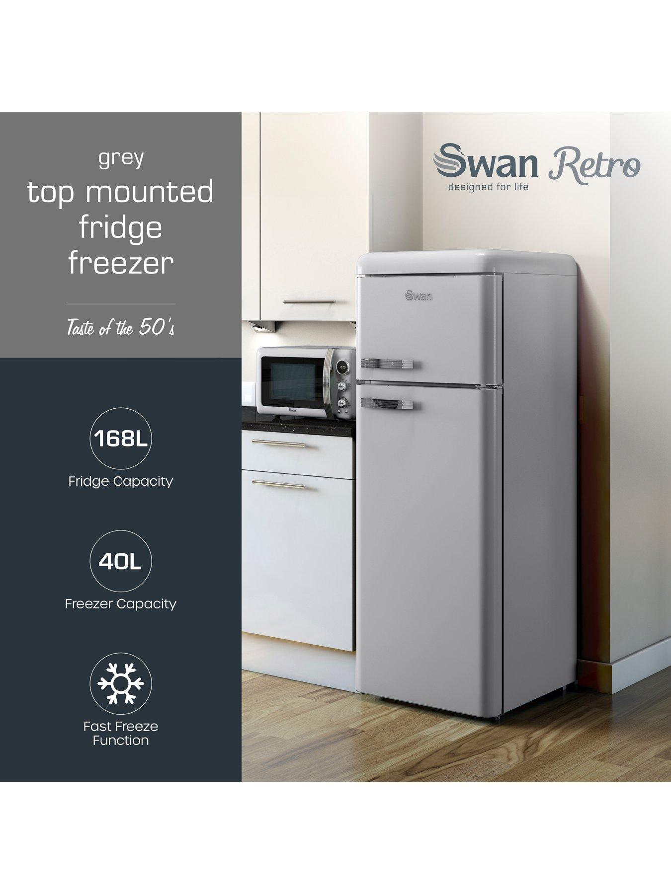 Image 2 of 8 of Swan SR11010GRNE Retro Grey Top Mounted Fridge Freezer 208L