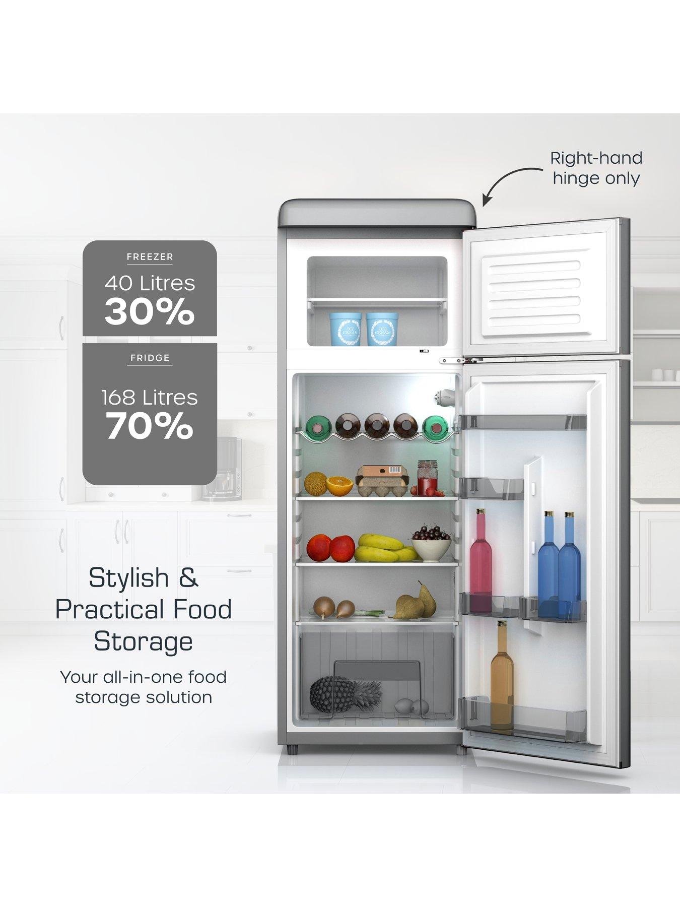 Image 3 of 8 of Swan SR11010GRNE Retro Grey Top Mounted Fridge Freezer 208L