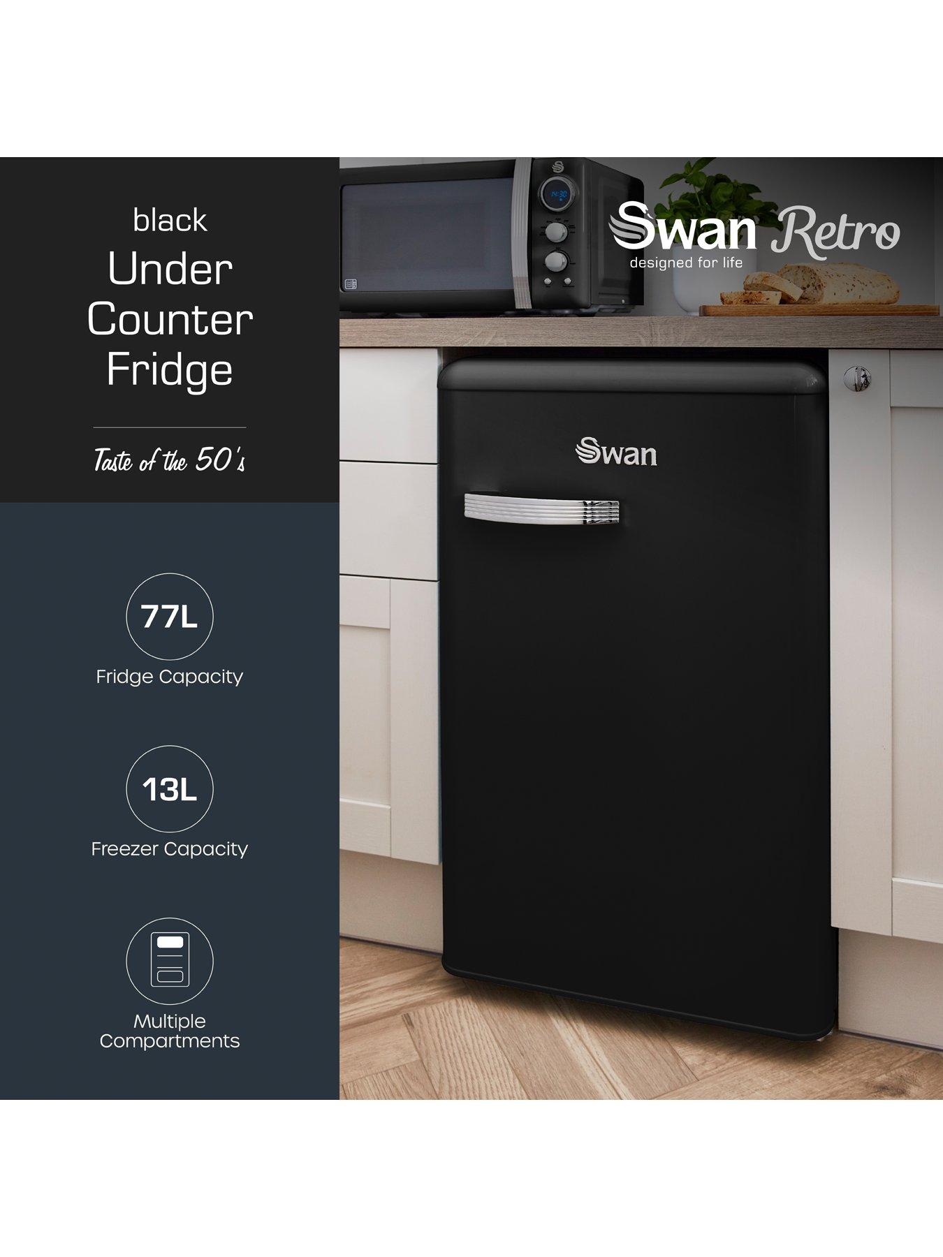 Image 2 of 6 of Swan SR11035BNE Retro Black Undercounter Fridge 90L