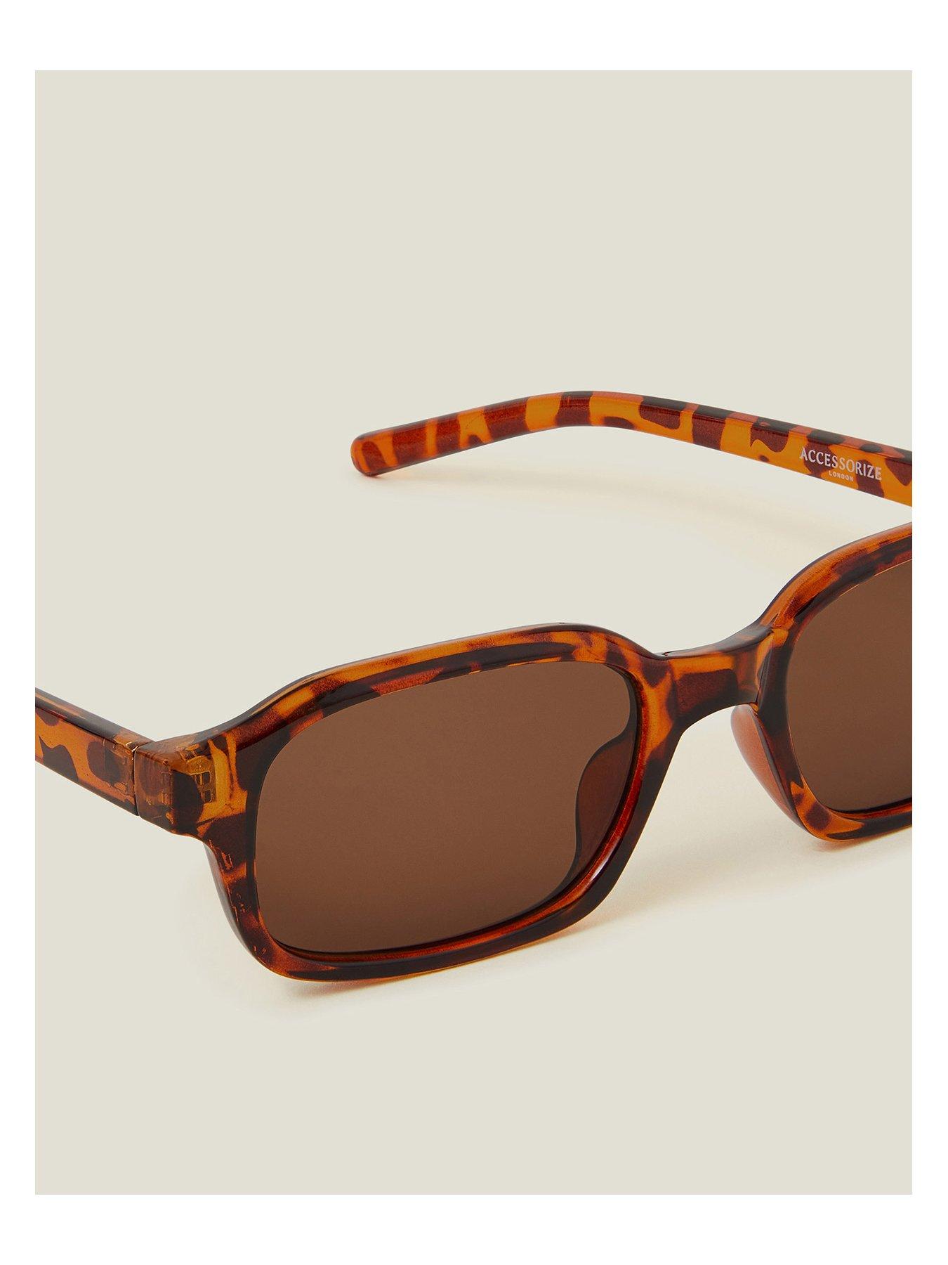 Image 2 of 2 of Accessorize Crystal Tort Mini Square Sunglasses - Tortoise Shell