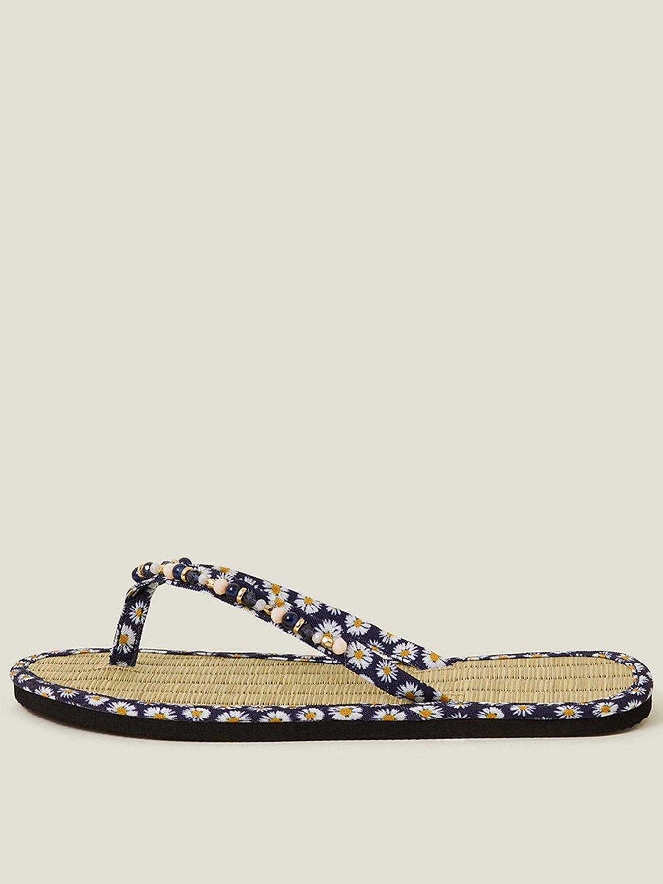 undefined Daisy Print Seagrass Sandal - Navy