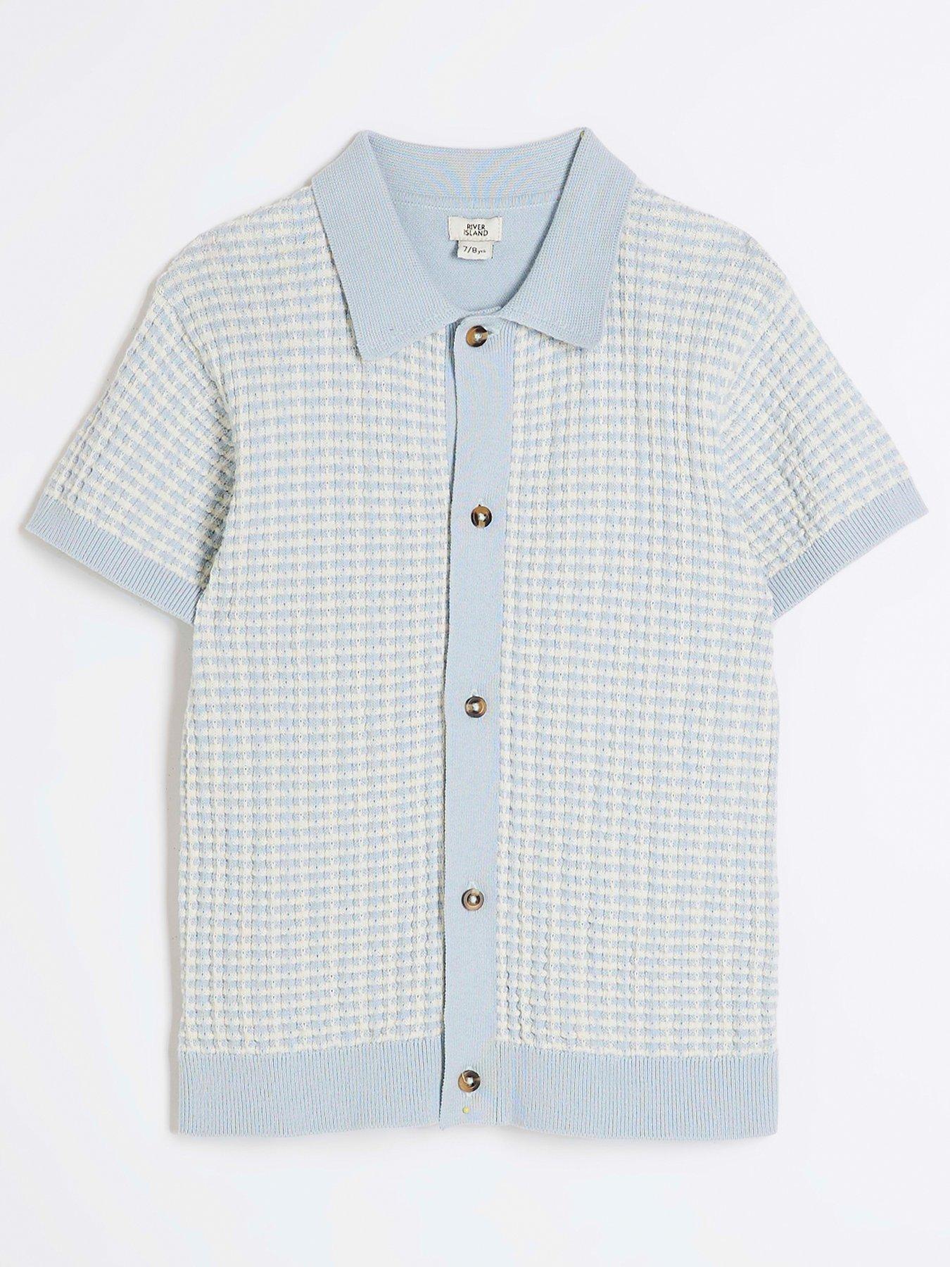 undefined Boys Textured Revere Polo Shirt - Blue